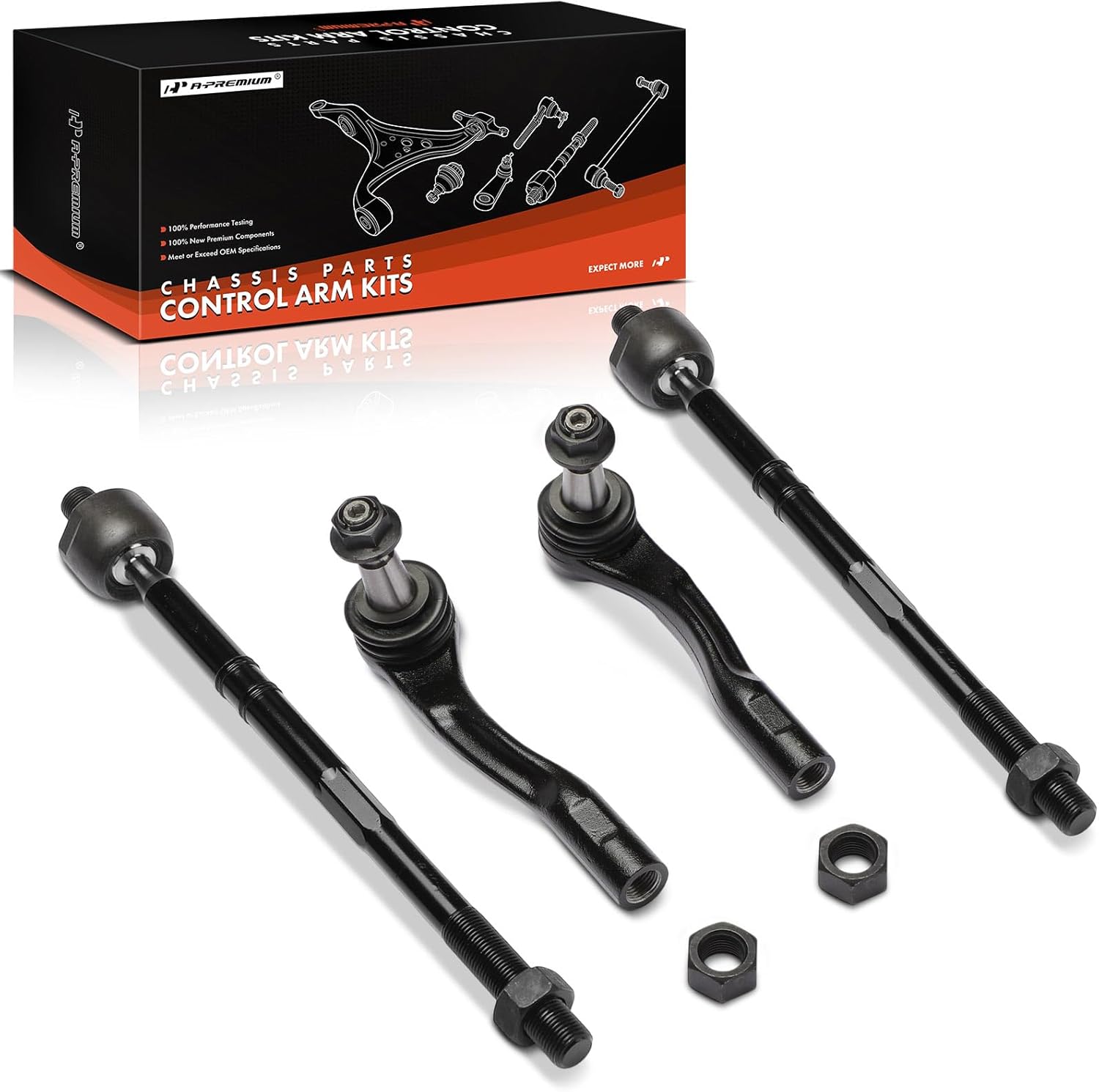 A-Premium Set of 4, Front Inner Outer Tie Rod End Kit, Compatible with Freightliner Sprinter 1500 2500 3500 3500XD 4500 & Mercedes-Benz Sprinter 1500 2500 3500 3500XD 4500