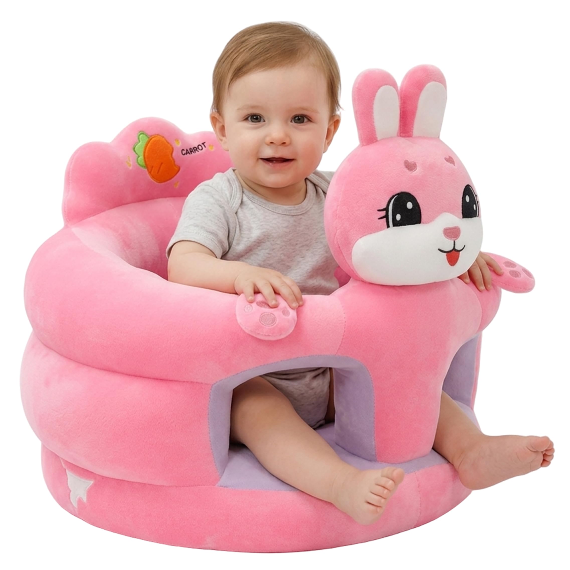 Meubles pour enfants, chaise assise pour bébé, siège au sol Sit Me Up pour bébé, chaise assise portable avec support ergonomique et tissu en peluche doux, motif lapin pour nourrissons de 3 à 12 mois