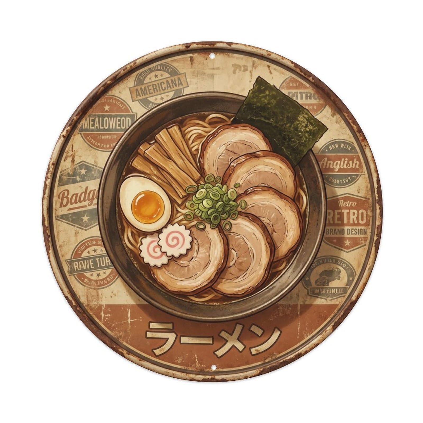 Cxhjca 8X8inch(20X20cm) Ramen Japanese Restaurant Kitchen Vintage Cafe Cuisine Metal Tin Sign