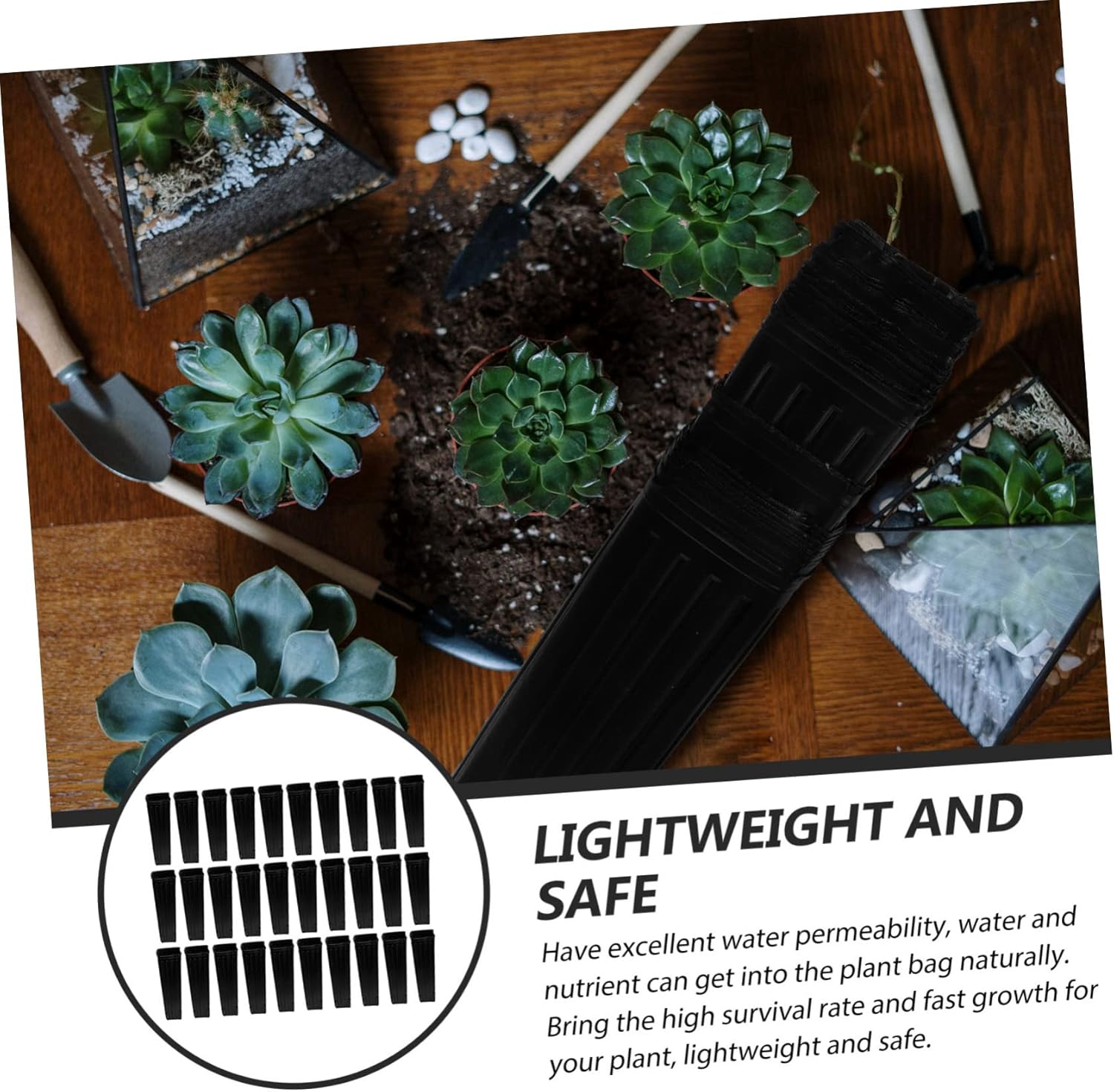 Garneck 50pcs Thickened Plant Grow Bags for Flowers Vegetables Bonsai Durable Aeration Seedling Pots Excellent Water Permeability Reusable Design