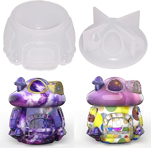 Moldes de resina de silicona para tarros de hongos epoxi con tapa moldes de resina para botellas de almacenamiento de bricolaje contenedor de