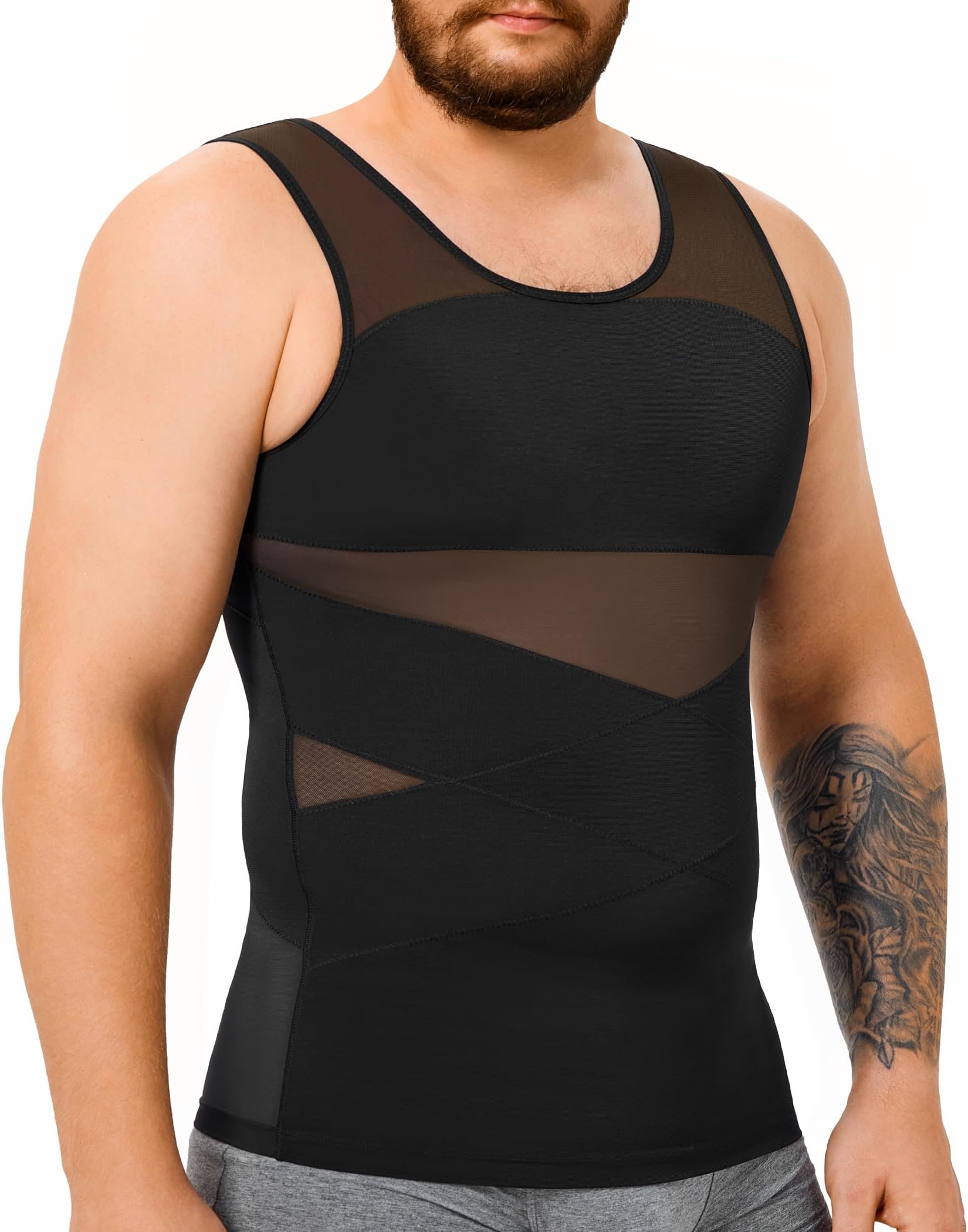 Mens Compression Shirt Body Shaper Slimming Shirt Plus Size Gynecomastia Compression Tank Top