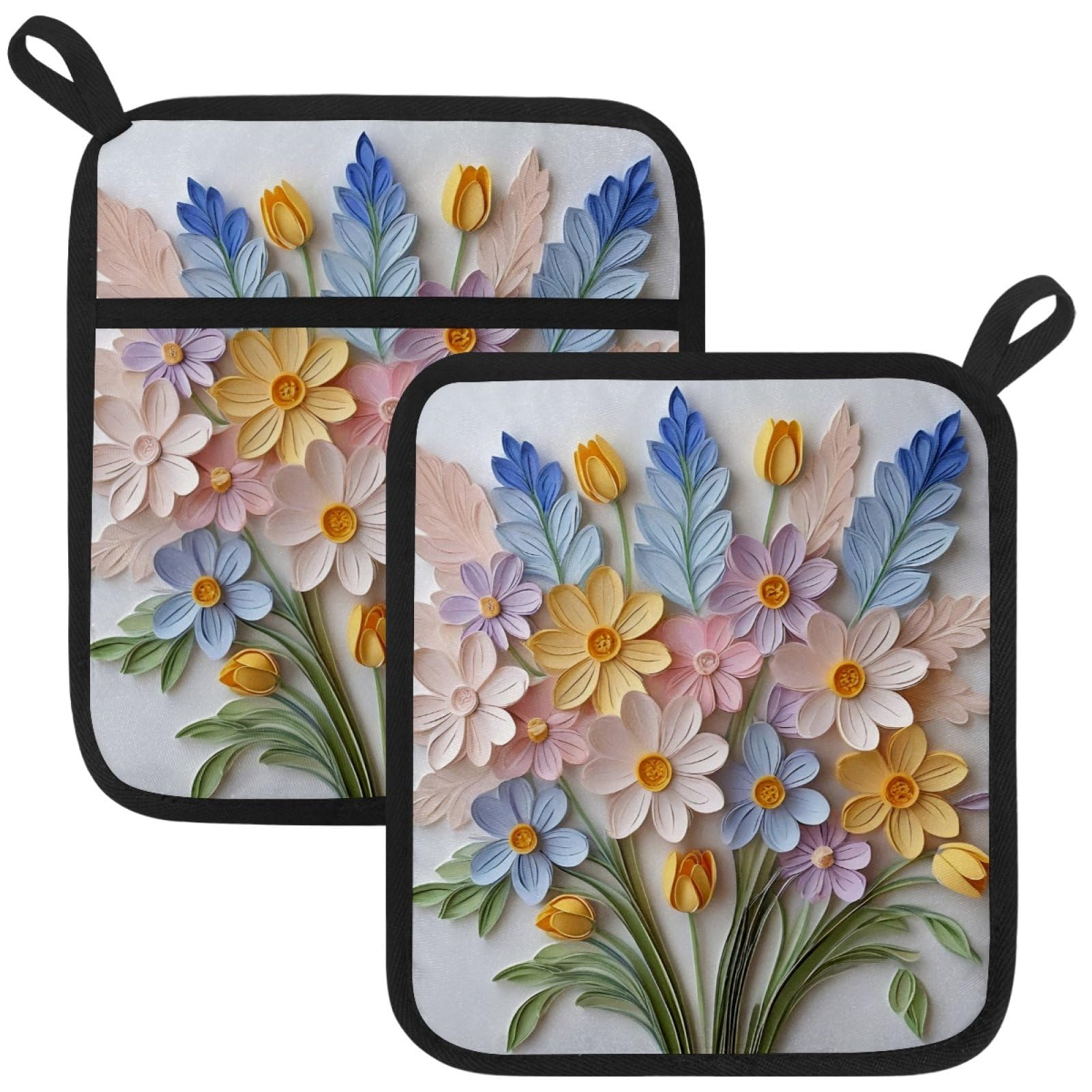 VAPOKF Colorful Bouquet Pot Holder, Heat Resistant Oven Cloths, Potholders & Oven Gloves, for Kitchen Cooking & Baking, Thick & Safe, Protection of Hands From Hot Utensils