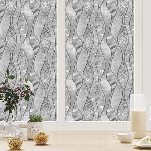 Miniatura 7 de Película decorativa de vidrio, película de privacidad para ventanas, película decorativa para ventanas, adherencia estática, película de vidrio