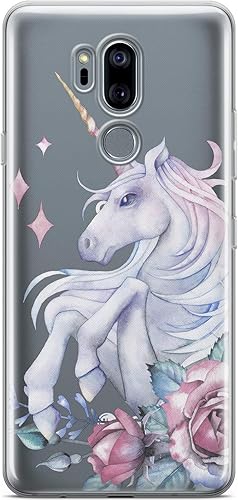 Miniatura 4 de Mertak Clear Phone Case Compatible with LG Stylo 6 5 4 K61 K51S K41S K30 K20 Q70 Q60 Fairytale Women Horse Roses TPU Girls Slim Pastel Lightweight