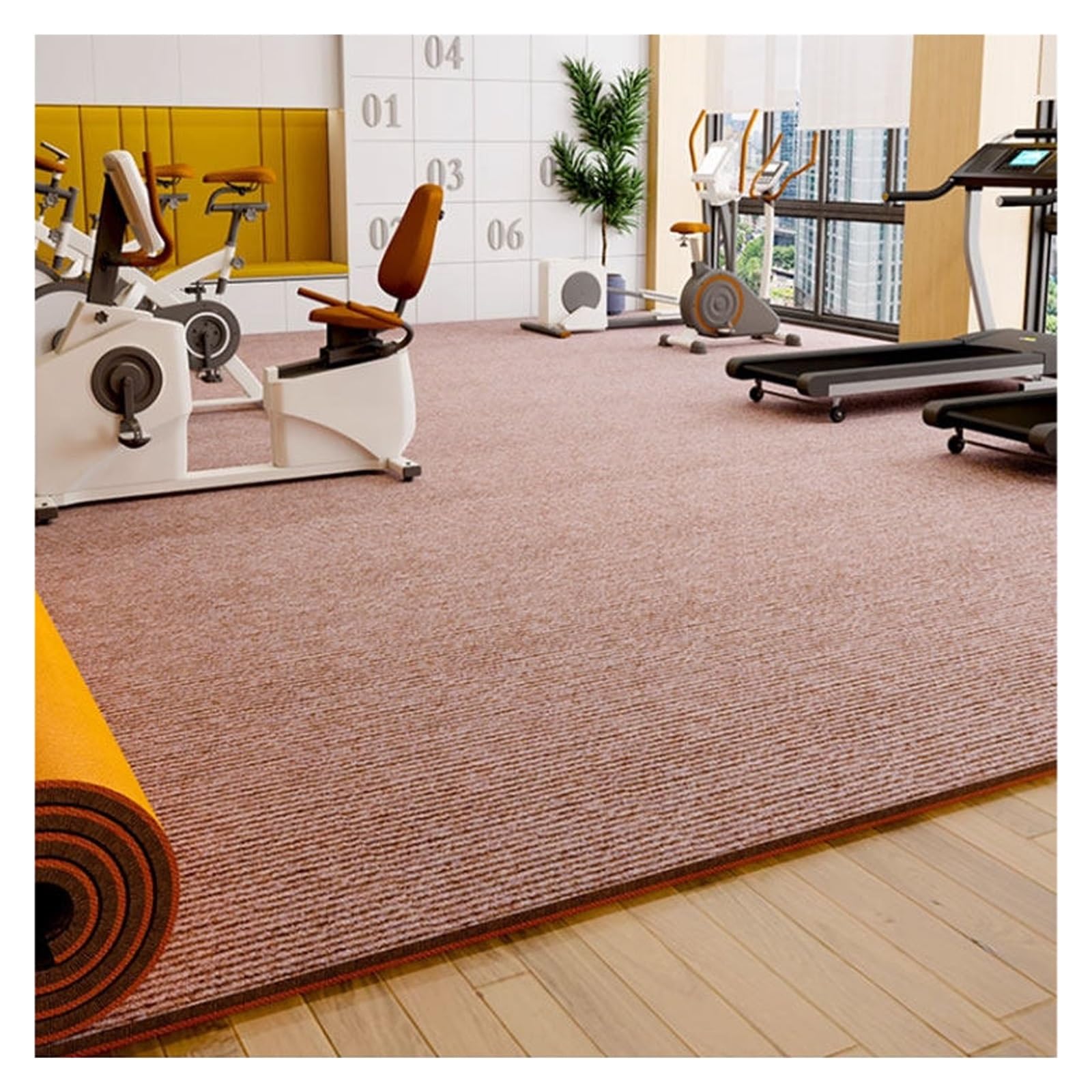 Tapis de Protection Sol 9mm Épais Antidérapant Insonorisant Antivibration,Intérieur Long Tapis Couverture en TPE pour Salon Cuisine Entrée Couloir Home Trainer– Découpable(Beige-Browm,80x200cm)