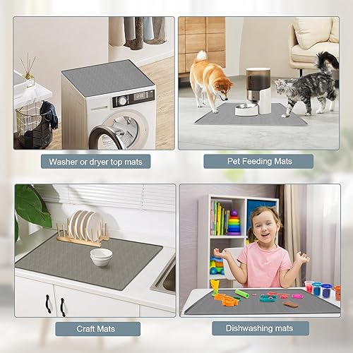 Miniatura 6 de 1 funda para lavadora y secadora para la parte superior, 27 x 27 pulgadas, alfombrilla protectora de silicona para lavadora y secadora,