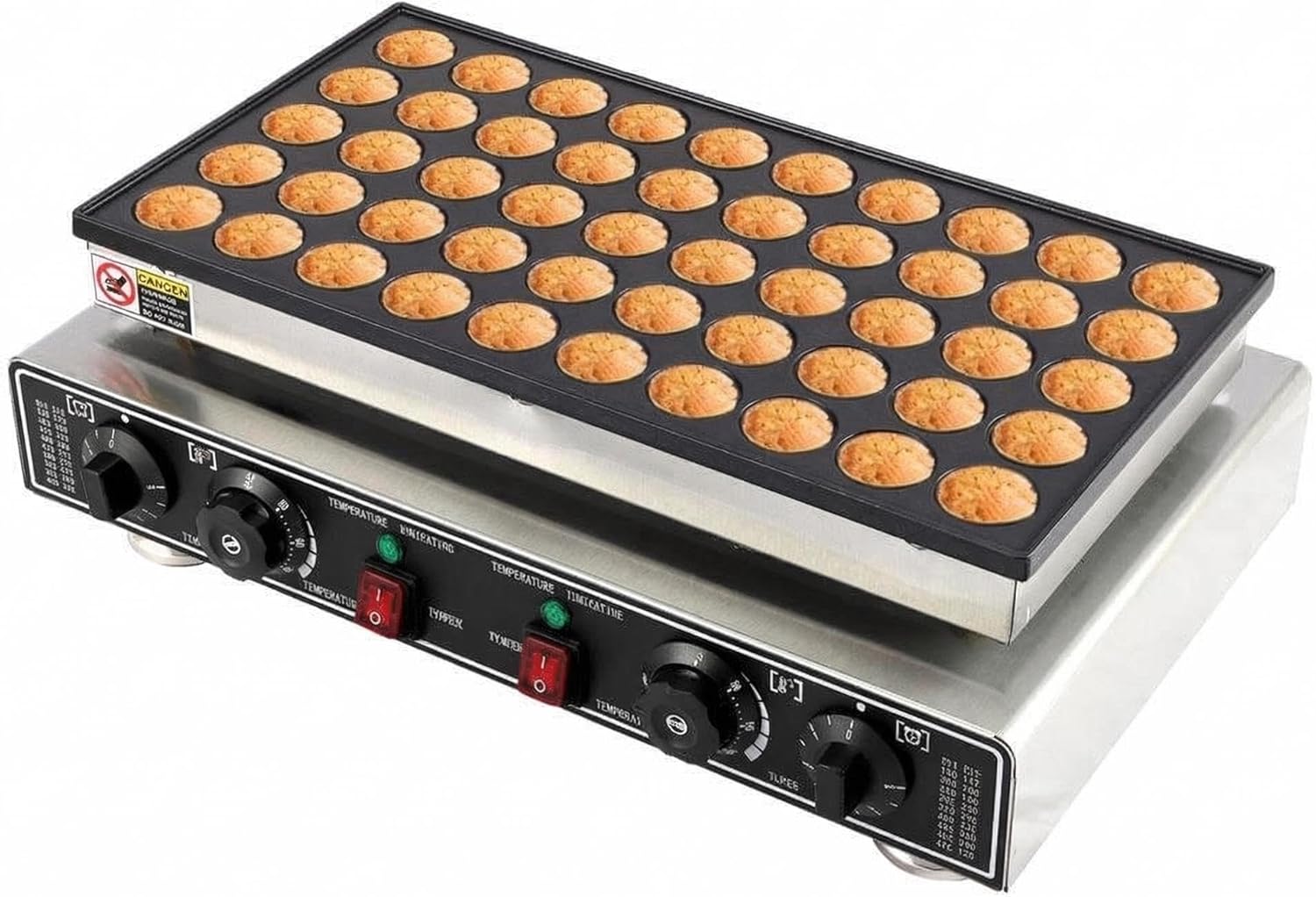 50 PCS Mini Pancakes Maker Machine,Stainless Steel Electric Mini Dutch Pancake Maker for Home and Restaurants, 1800W