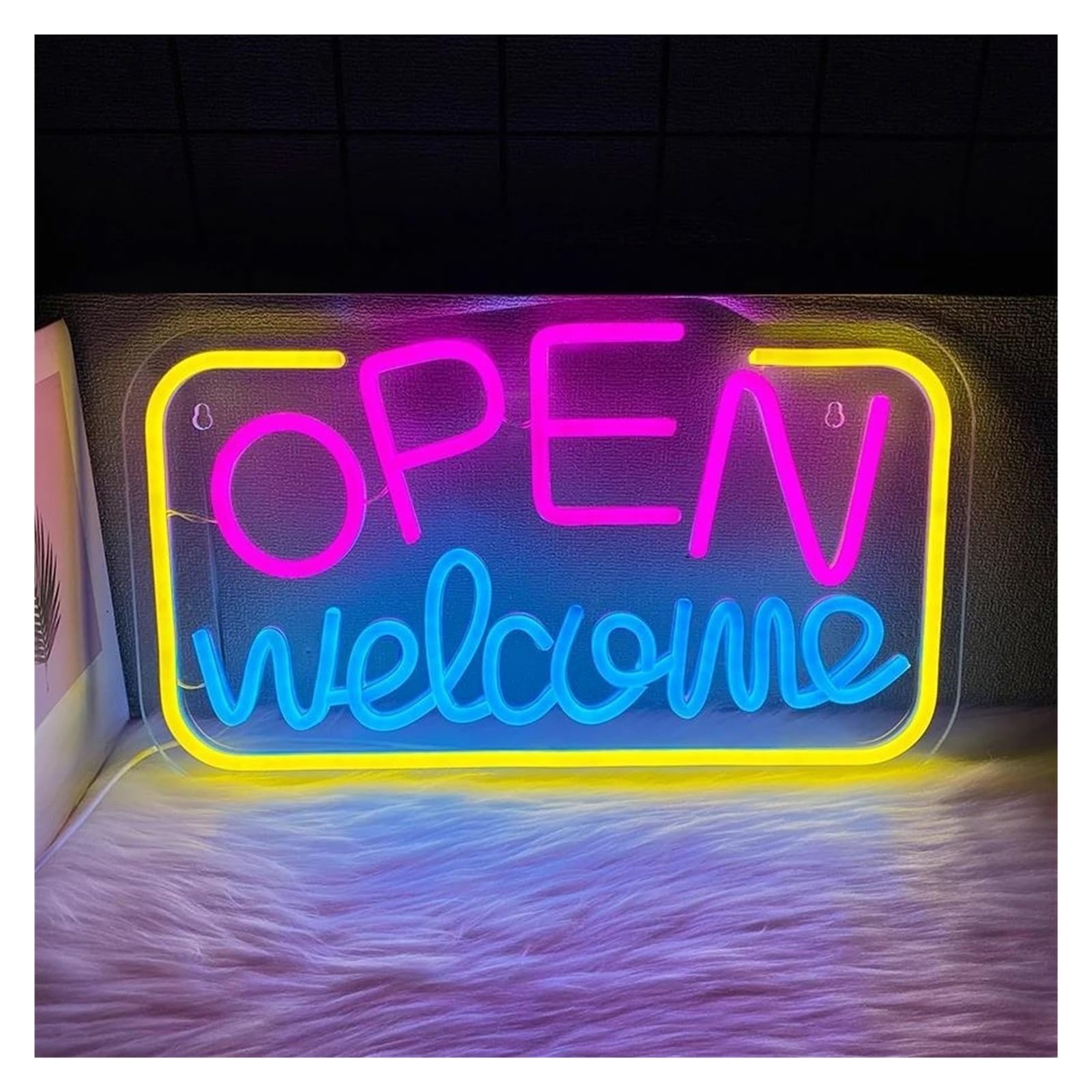 LEMST Sign Lamp Now Open Neon Sign Bright Lighted Sign Open Welcome Signs for Bar Stores Restaurants Offices Business USB Powered 24cmx40cm