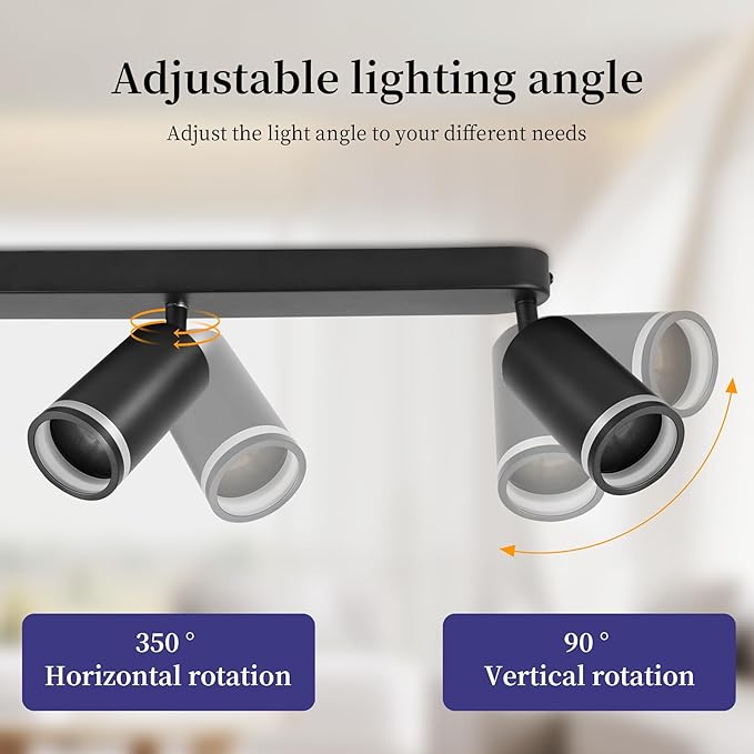 CHENBEN CHENBEN Led-plafondlamp, 3 spots, compatibel met GU10, plafondspots met ringen, draaibaar, modern, zwart, plafondverlichting, geschikt voor slaapkamer, woonkamer en keuken (zonder lampen) photo 2