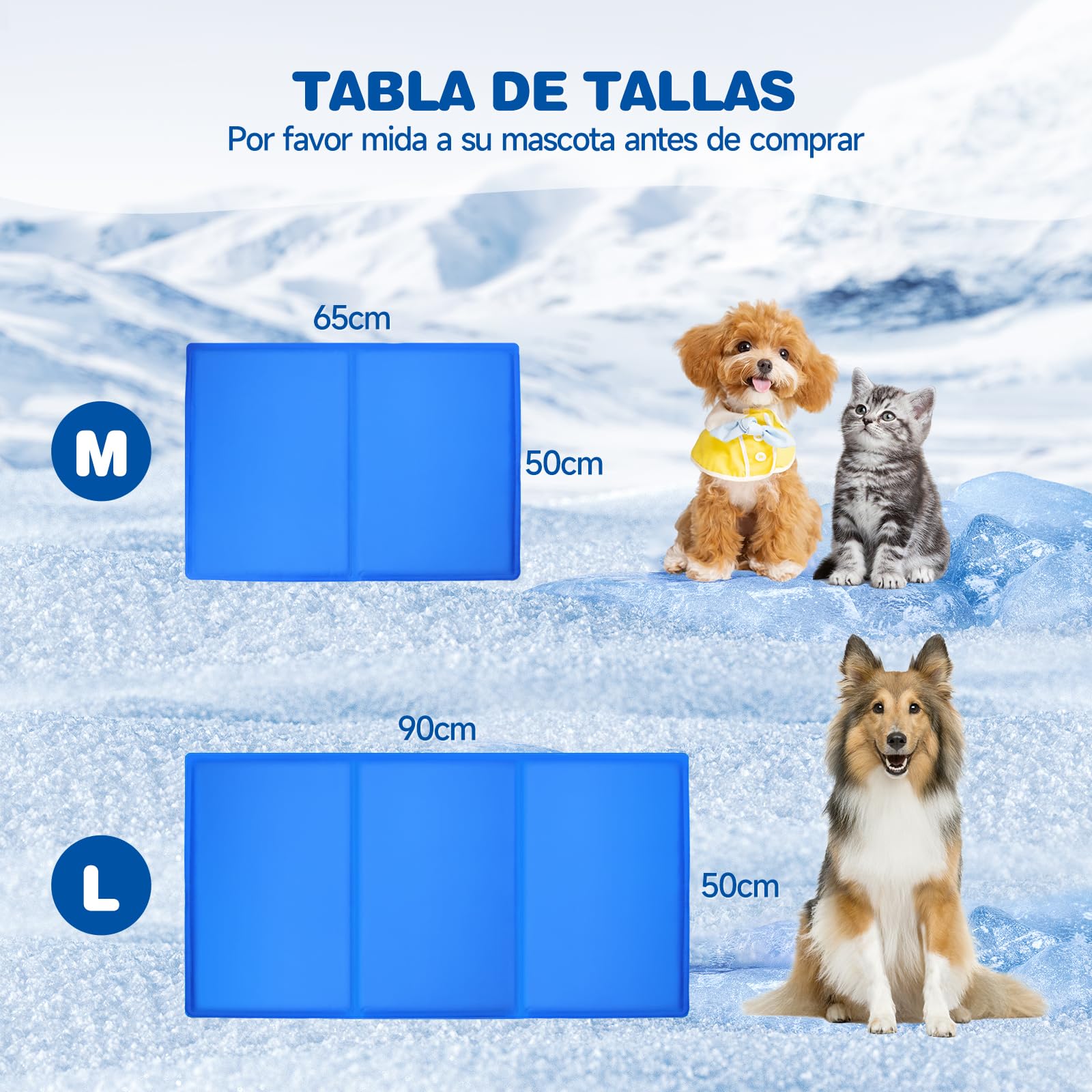 DONWEI Manta Refrescante Perros Gel 90CM Impermeable Plegable Verano | Gel no tóxico refrescante, limpieza sencilla, plegable, descanso fresco para mascotas medianas grandes