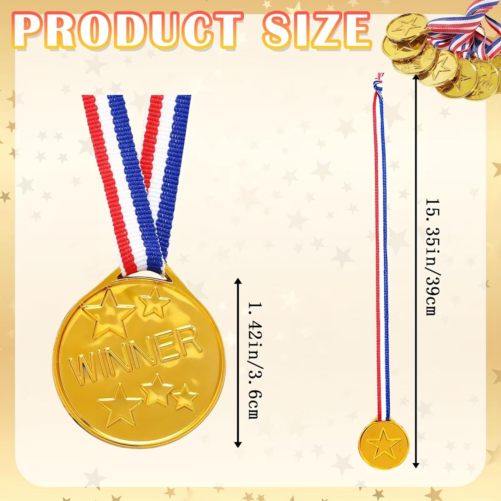 Lot de 20 médailles dorées en plastique pour gymnastique, sport, compétition, spectacle de talent, cadeau d'anniversaire - 4