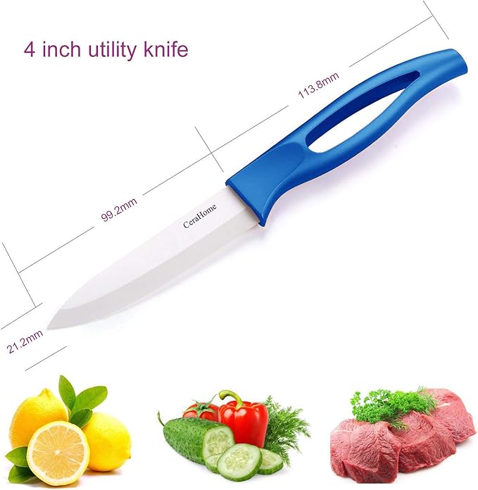 Set Cuchillos Cerámicos 4 Piezas con Fundas para Frutas y Verduras miniatura 3