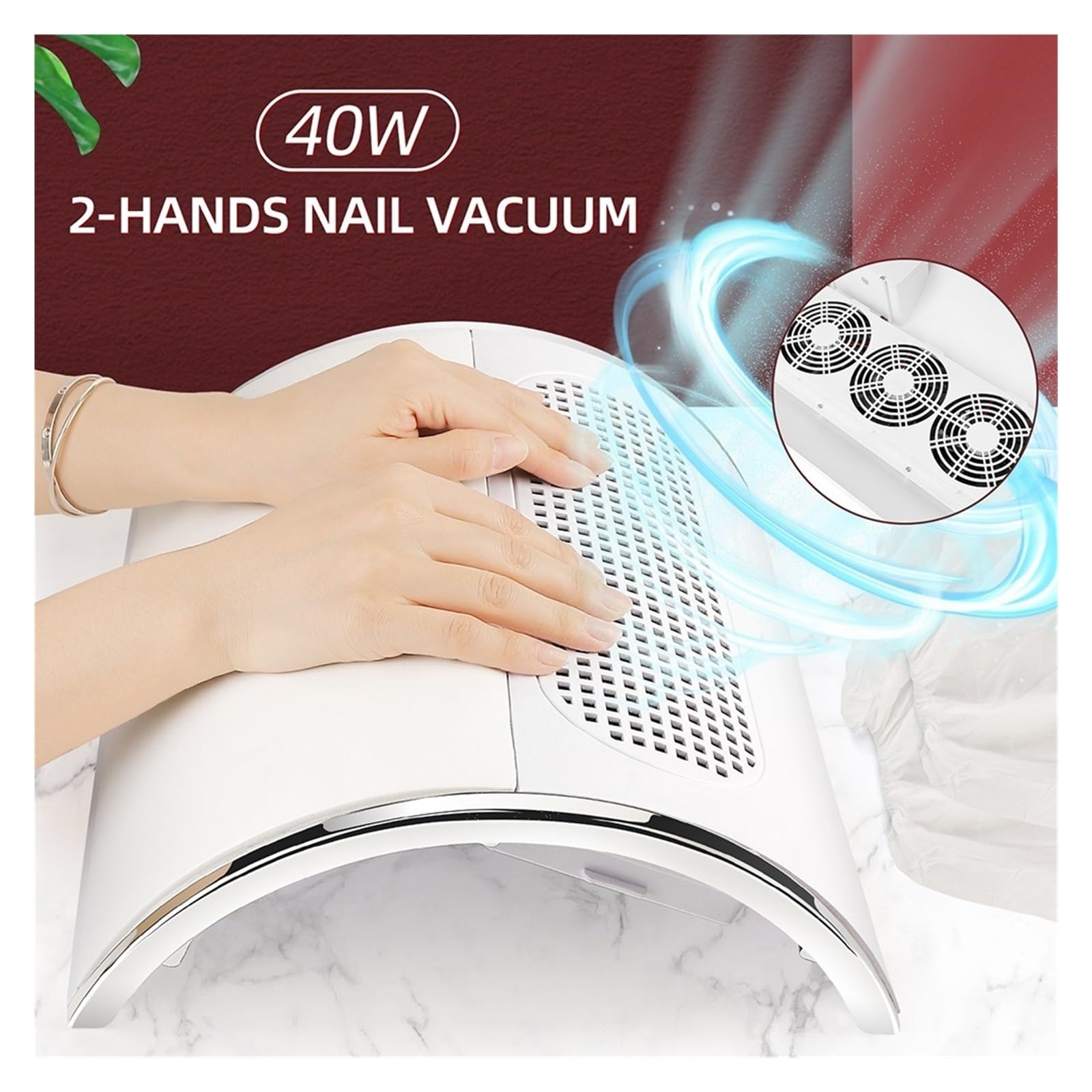3 40W Aspirador profesional de polvo uñas con ventilador fácil usar