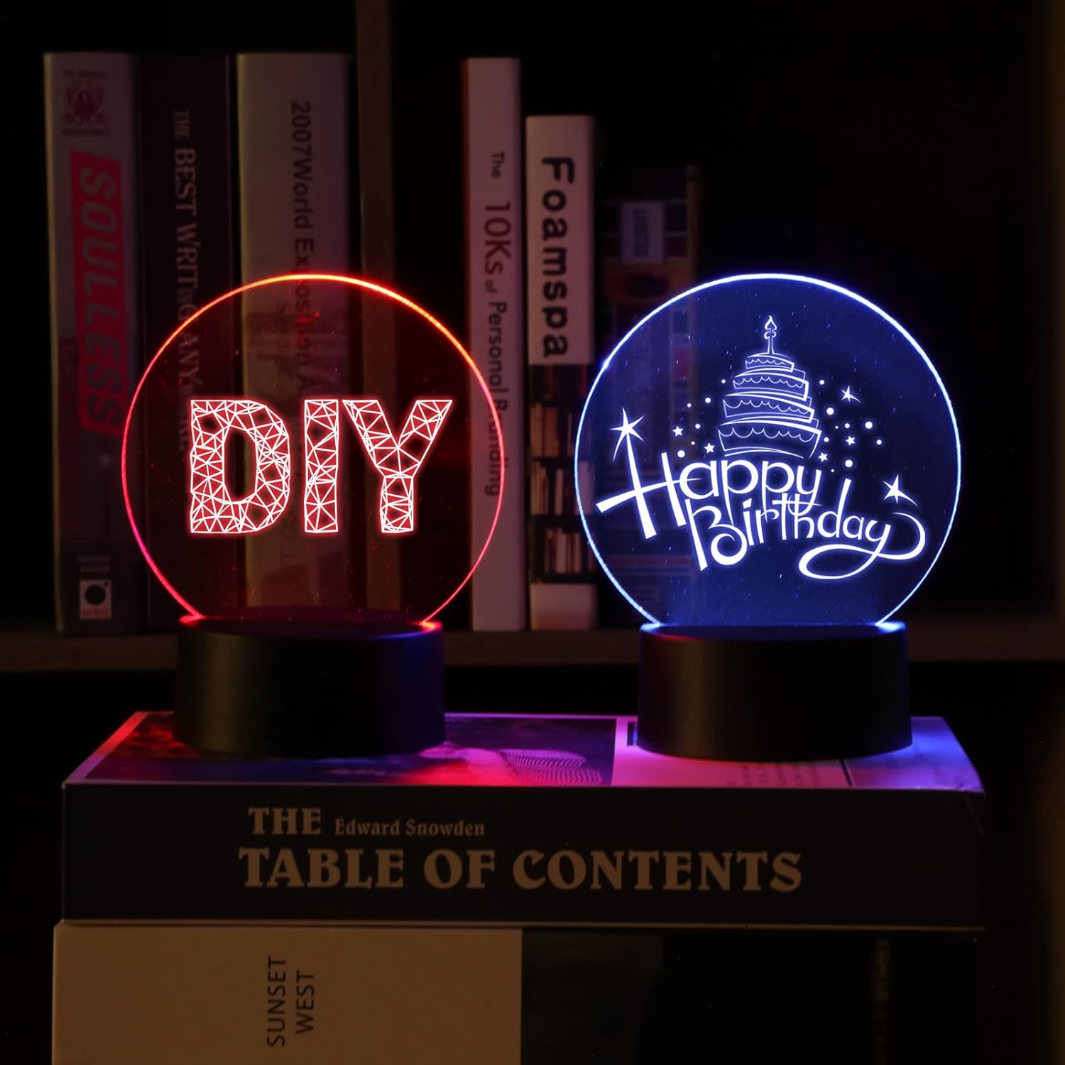 24 Sets 3D Night Led Light Base and Clear Blank Acrylic Sheet with Remote Controls and USB Cable, Adjustable 16 Colors DIY Acrylic Lamp Base Set for Room Restaurant Bar Shop Cafe Office (Round)