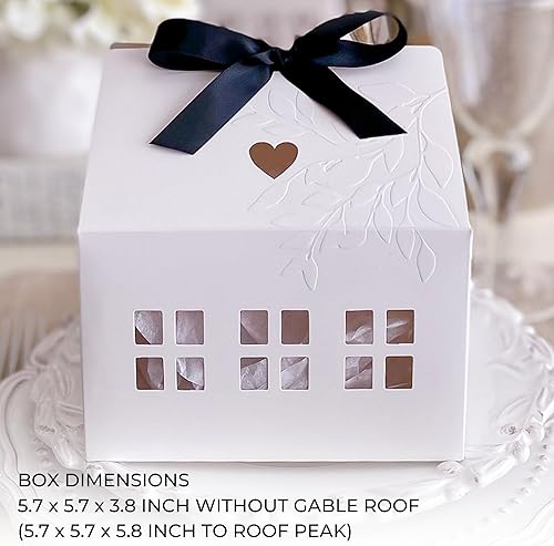 Miniatura 4 de Karentology 20 cajas de regalo clásicas con forma de casa pequeña con cintas, cajas de casa para golosinas, cajas de dulces para postres, cajas de