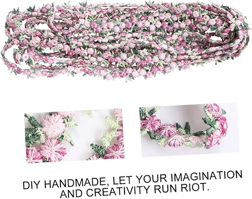 Miniatura 6 de EXCEART Cinta floral de encaje rosa DIY apliques de boda para manualidades de costura 14.8 ft (rosa)