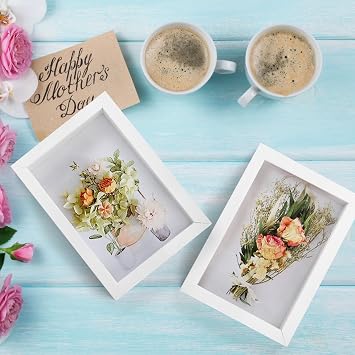 Hacaroa 6 Pack 4 x 6 Inches Shadow Box Frame، Small Wood Frame Memory Display Cases، 1.2in Depth Picture Frame for Dried Flowers، DIY Craft، Memorabilia، Medals and Photos، White