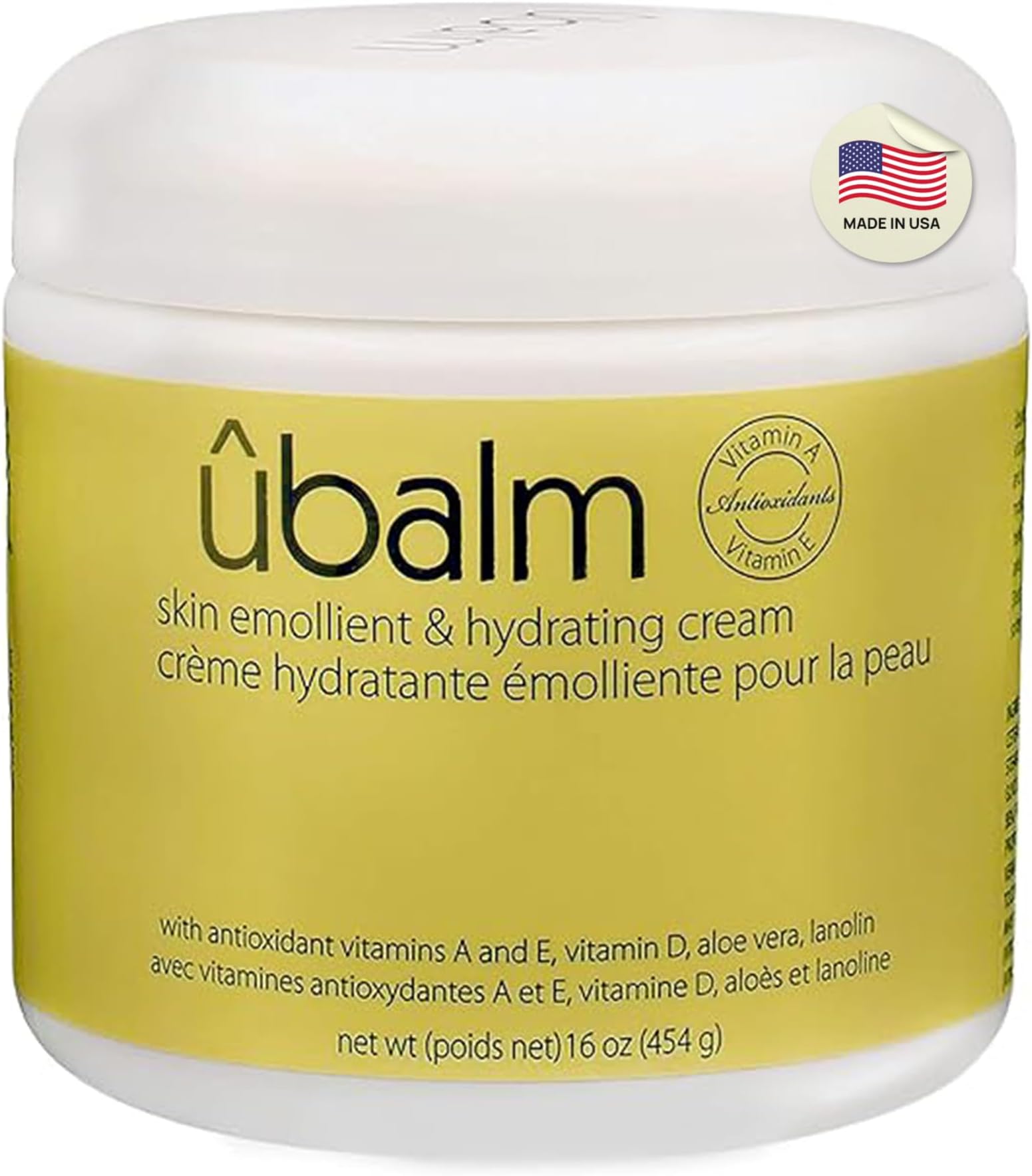 uBalm Yellow Hydrating Night Cream for Women – Made in USA – Anti-Aging Face Moisturizer with Aloe Vera, Lanolin, Vitamins A, E & D2 – Deep Moisturizer for Dry Skin – Nighttime Facial Skin Care