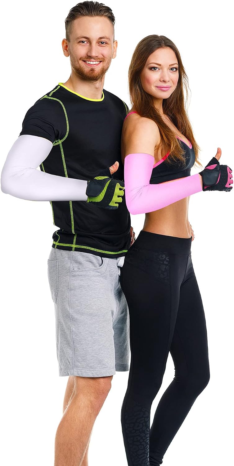 Bememo Unisex UV Protection Sleeves Long Arm Sleeves for Women Cooling Arm Cover for Outdoor(Black,12 Pairs)