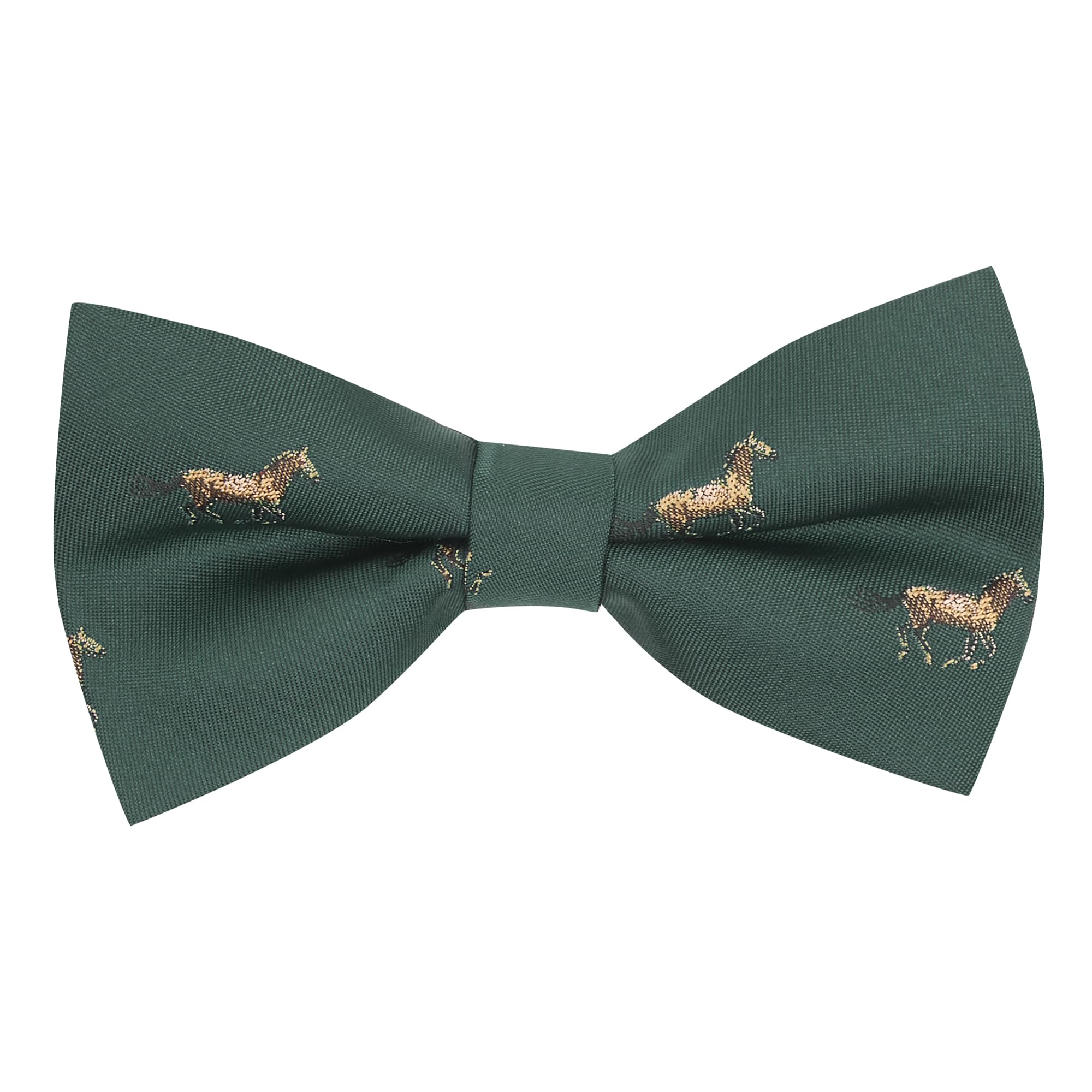 King & Priory Dark Green Embroidered Horse Bow Tie
