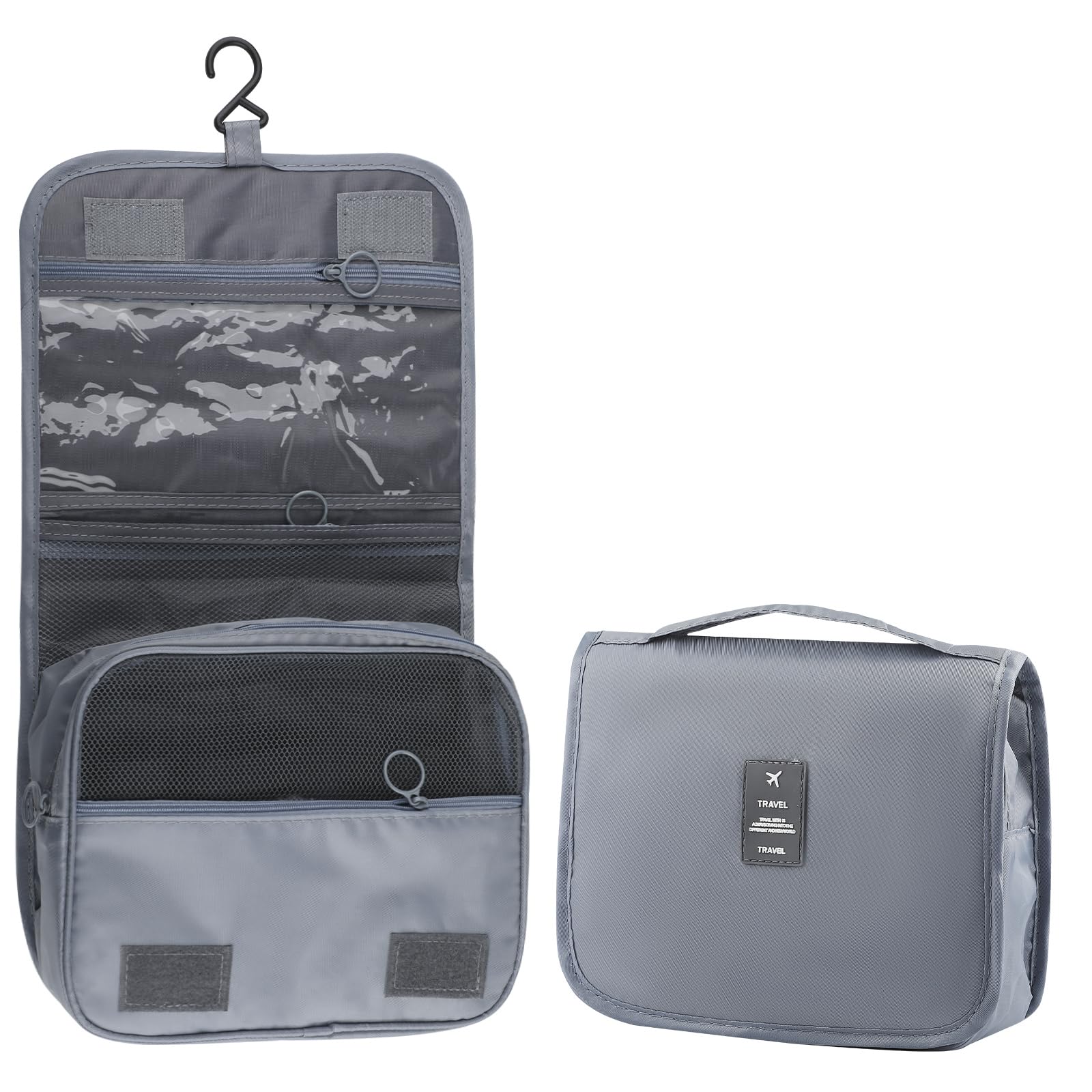 motroce Foldable Hanging Travel Toiletry Bag,Waterproof Portable Travel Bags, Multifunction Travel Makeup Cosmetic Bag Organizer with Hanging Hook (Grey), Grey, Common-picture-14