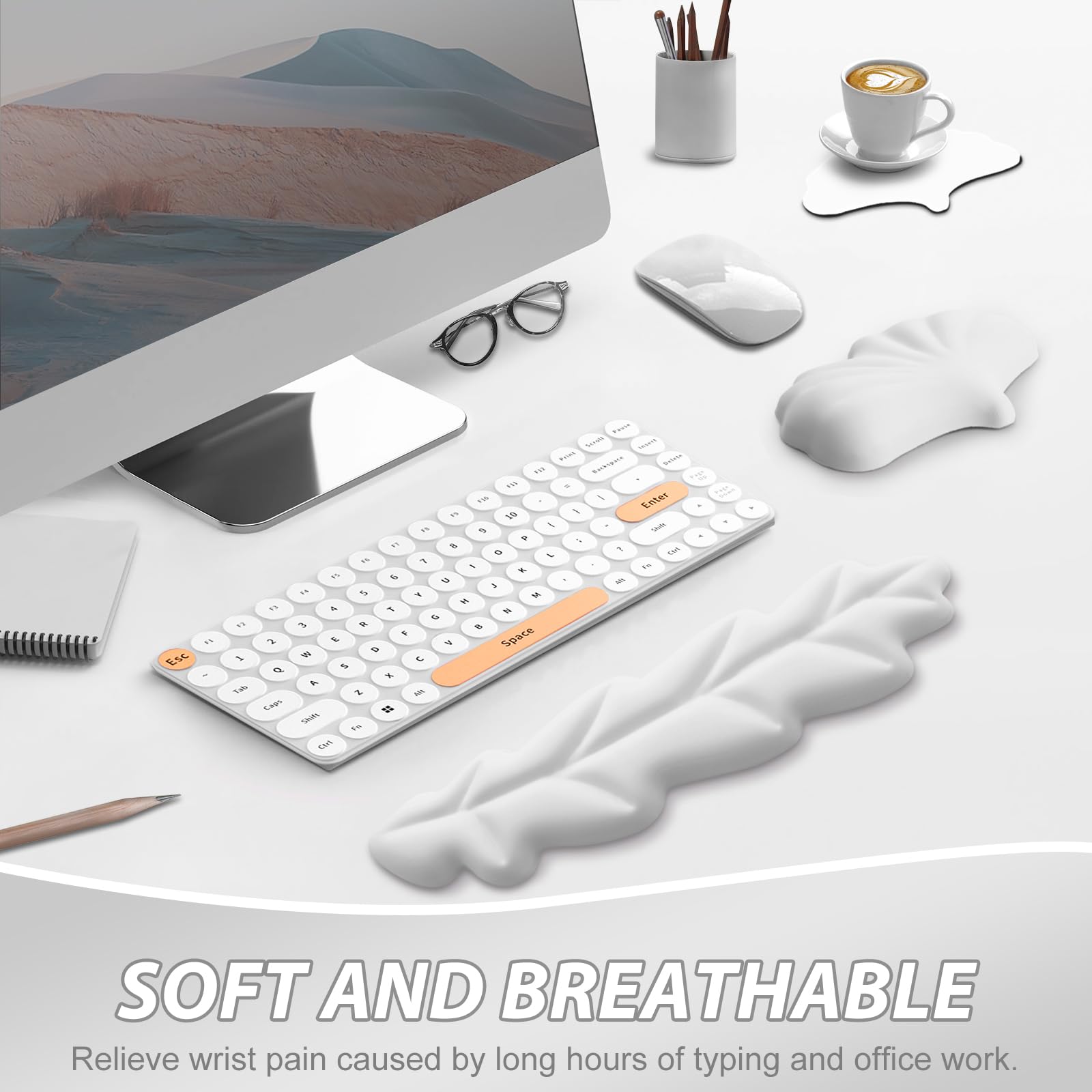 ToLuLu Tappetino per mouse ingrandito, in gel memory foam, poggiapolsi per tastiera, in pelle PU, ergonomico, supporto per ufficio, computer, laptop, Mac, comodo e facile da digitare, sollievo dal