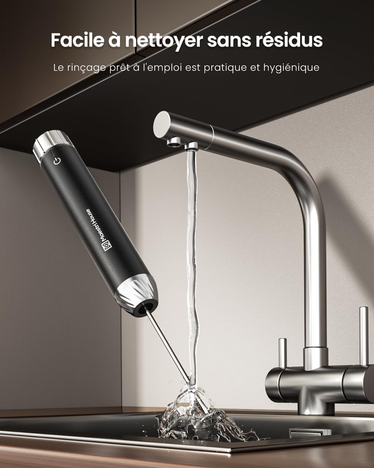 Maestri House Mousseur à Lait Rechargeable, Réglage de la Vitesse en Continu, Mousseur a Lait Café au Latte Premium électrique, Cappuccino au Chocolat Chaud Matcha