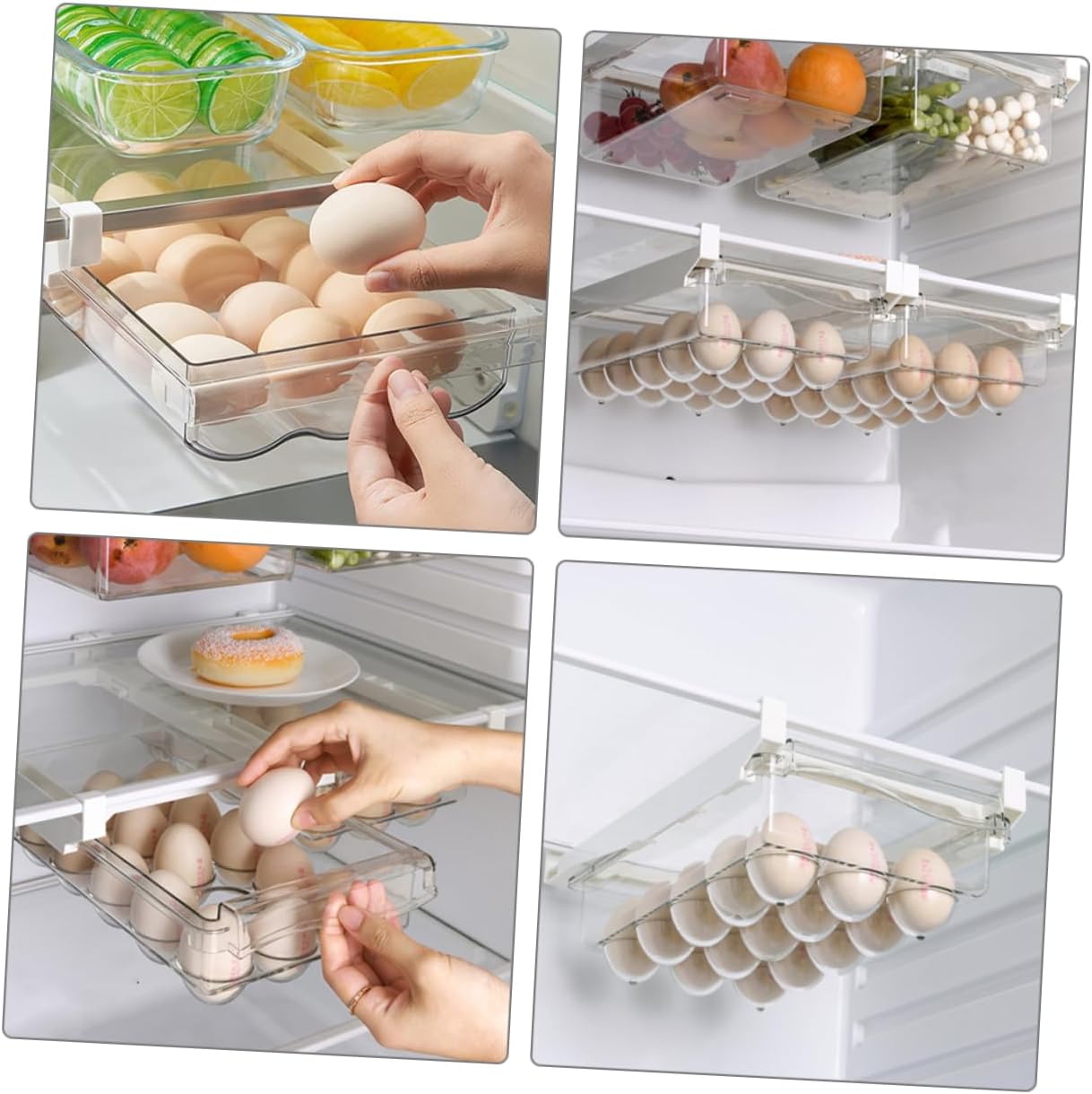 Refrigerator Egg Organizer Egg Holder for Fridge Space Saving Drawer Tray Container Capacity Storage for Kitchen Keeps Fresh and Secure