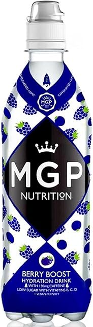MGP 12 x 500ml Multipack Rapid Rehydration Sports Recovery Electrolyte Drink with Caffeine, Low Sugar Low Carbs, Fat & Gluten Free, Vegan Friendly, Vitamin C, B3, B5, B1, B6, B12, D3 Supplement, Berry