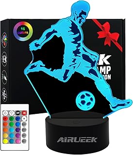 Luz nocturna 3D con temática futbolística para niños Decoración para dormitorios infantiles Iluminación LED de 16 colores El regalo para niños y adolescentes Base con diseño de grieta