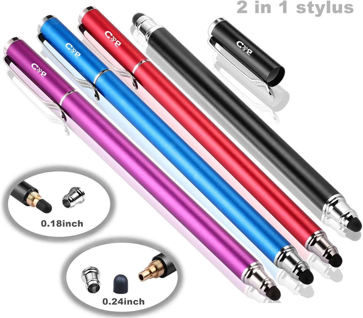 Bargains Depot 2 in 1 Capacitive Stylus(4 pcs) (1Black/Blue/Purple/Red)¡­ : Electronics