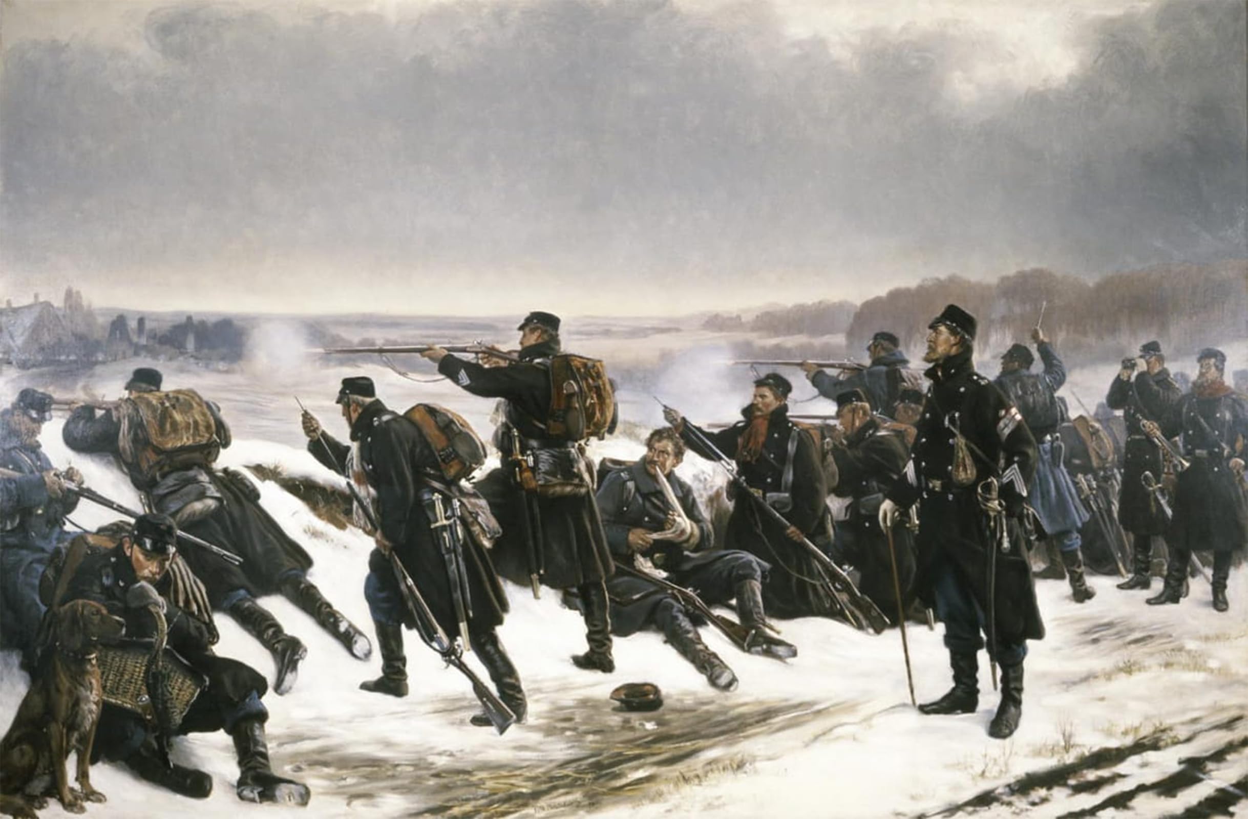 POSTERIIk Vintage Classic Picture Landscape Artwork on Outpost Duty by Vilhelm Rosenstand Portrait Canvas Painting for Office Home Decor 60x90cm