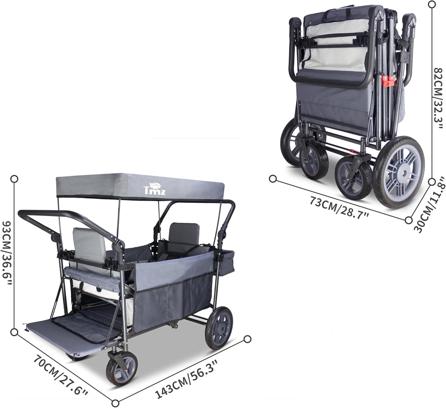 TMZ キャリーカート アウトドアワゴン、折りたたみ式、シートとシート