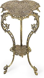 Sungmor Vintage Cast Iron Plant Stand - Ornate Gold Pedestal Table for I...
