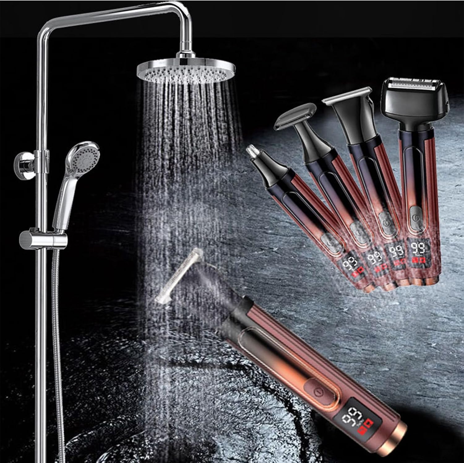 4/5 in 1 Electric Back Hair Removal Set Body Hair Trimmer Grooming for Wet Dry Shaving Men Back Shaver Men ' s Grooming for Beard