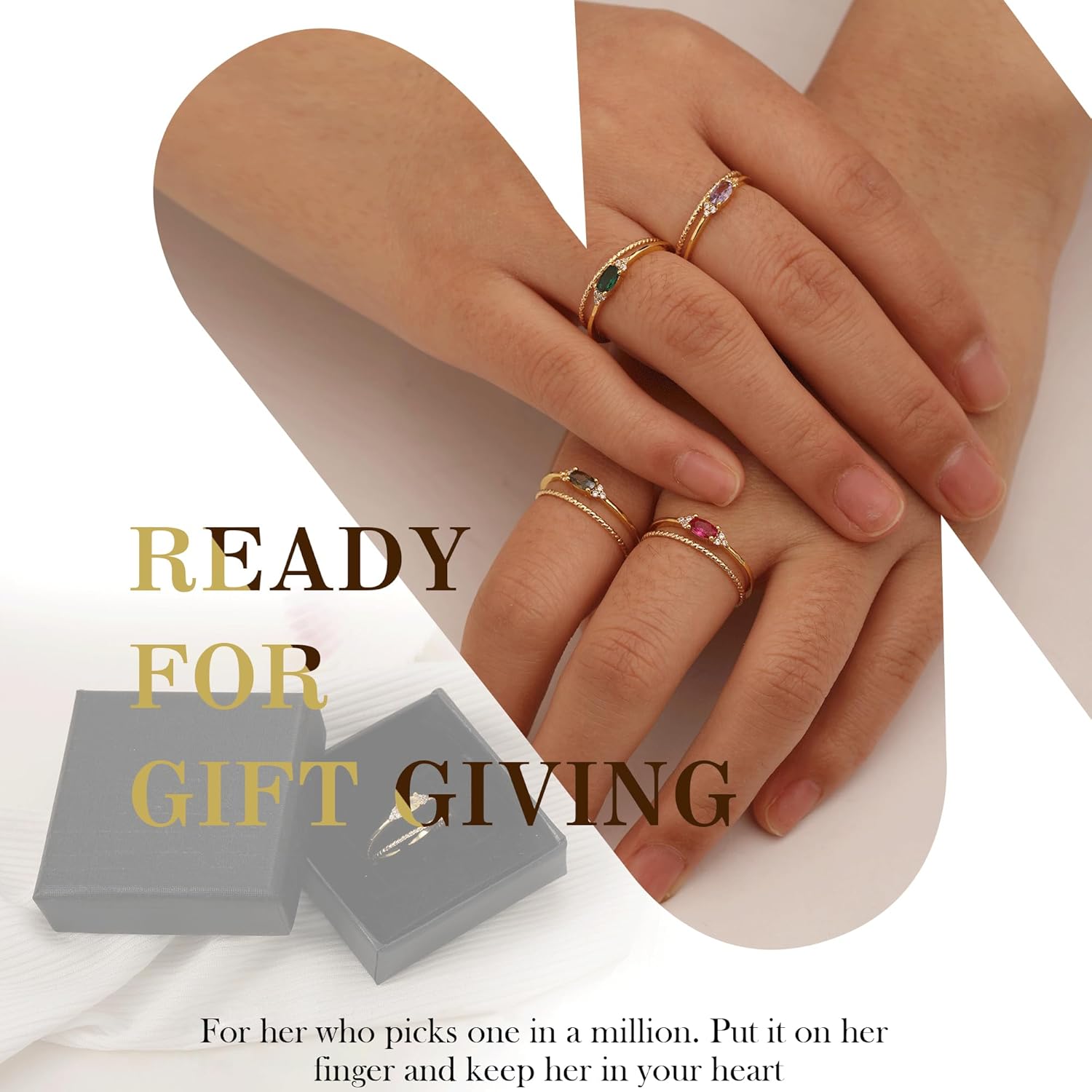 Btysun Turquoise Rings for Women, Birthstone Ring Stocking Stuffers for Wife Mom Girlfriend Sister Birthday Gifts Gold Plated Rings December Birthday Gifts for Women Anniversary Christmas Jewelry - Image 7