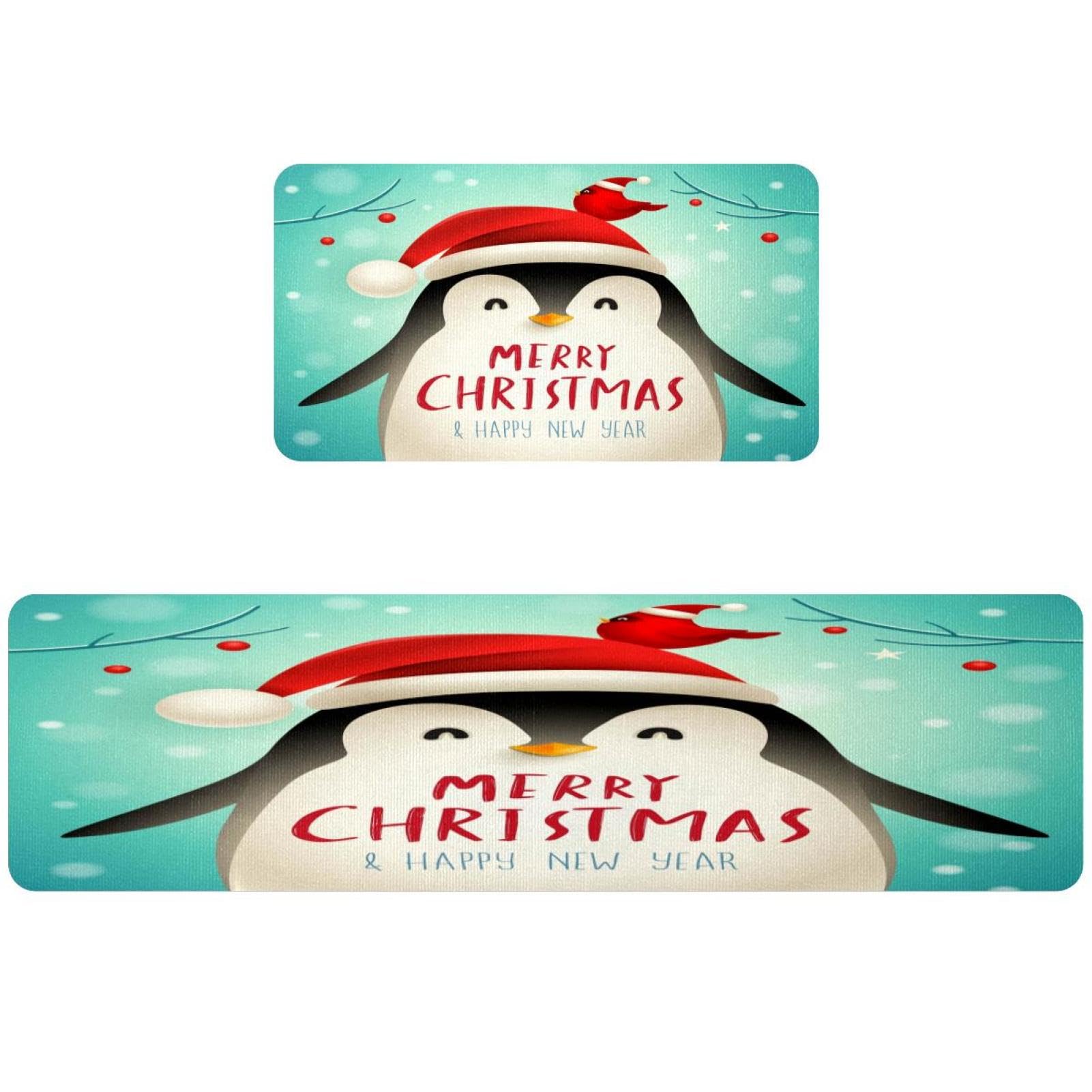 Alfombras de cocina de Navidad antideslizantes para pasillo y cuarto de lavado