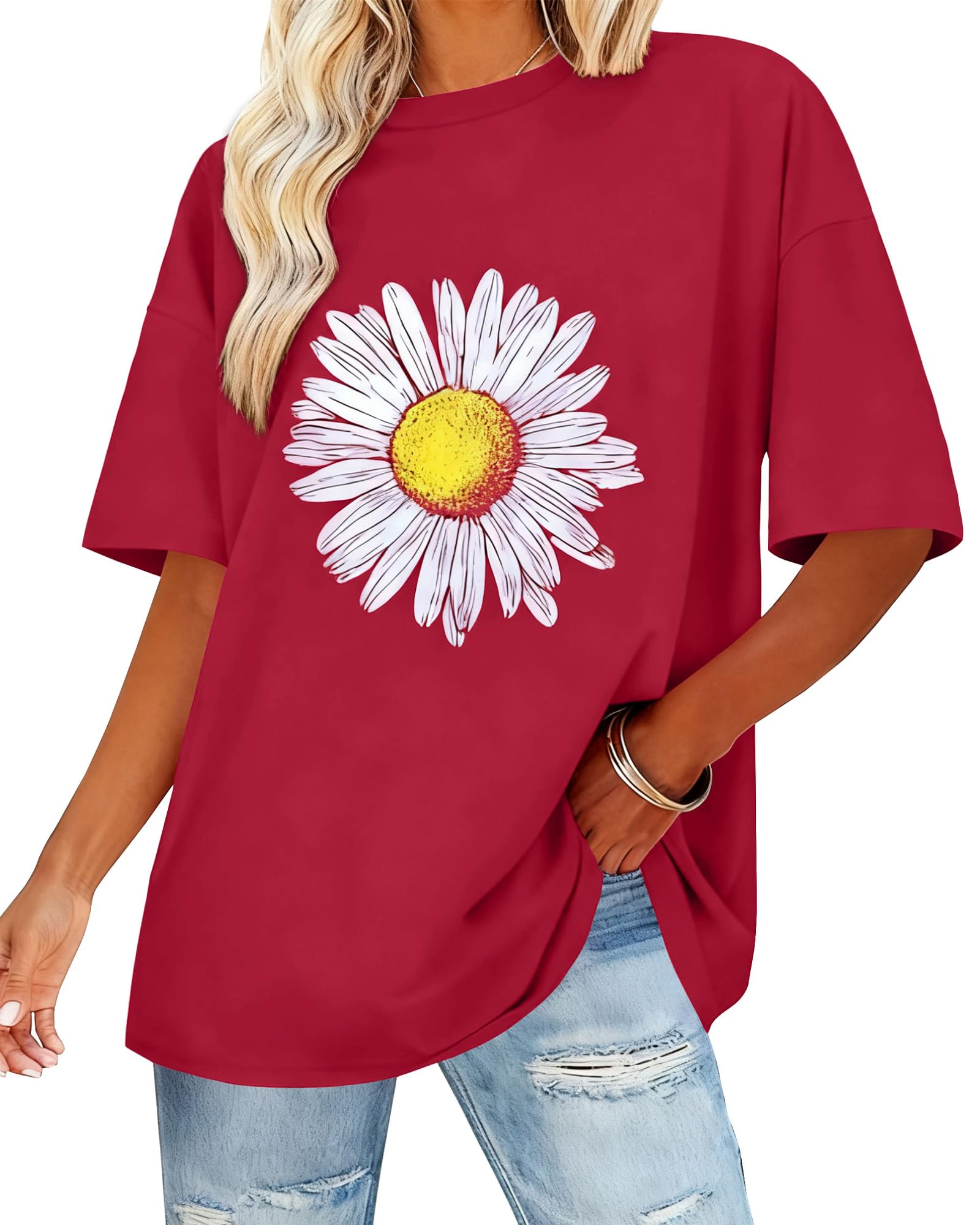 Womens Oversized T Shirts Loose Fit Graphic Tees Casual Summer Tops