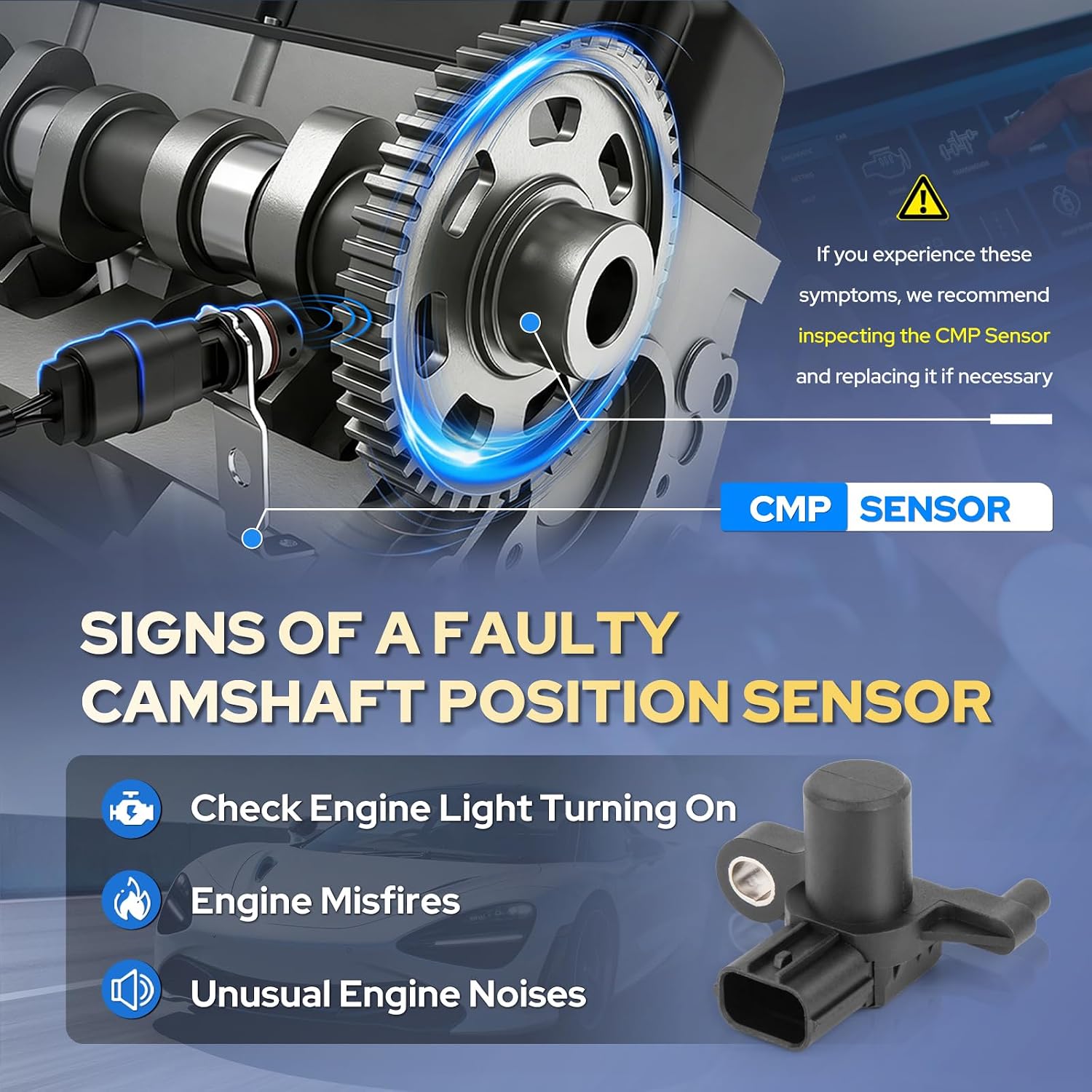 ENA Engine Camshaft Position Sensor Compatible with Honda Acura Civic EL 2001 2002 2003 2004 2005 l4 1.7L Replaces PC618 37840PLC006 37840RJH006