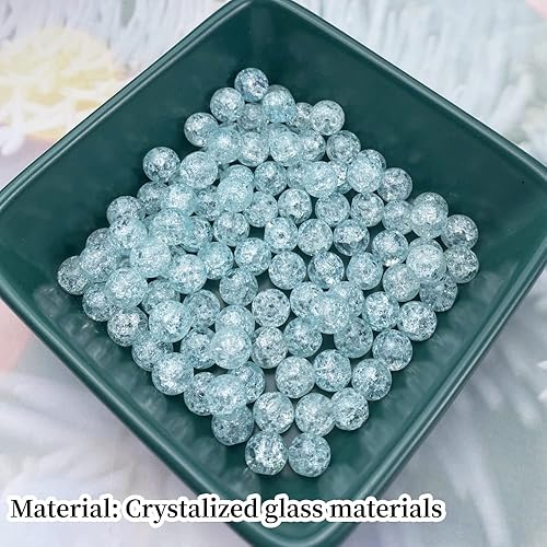 Miniatura 4 de 100 cuentas de vidrio agrietado, cuentas de cristal de 0.315in para hacer joyas, cuentas espaciadoras redondas, cuentas de vidrio a granel para
