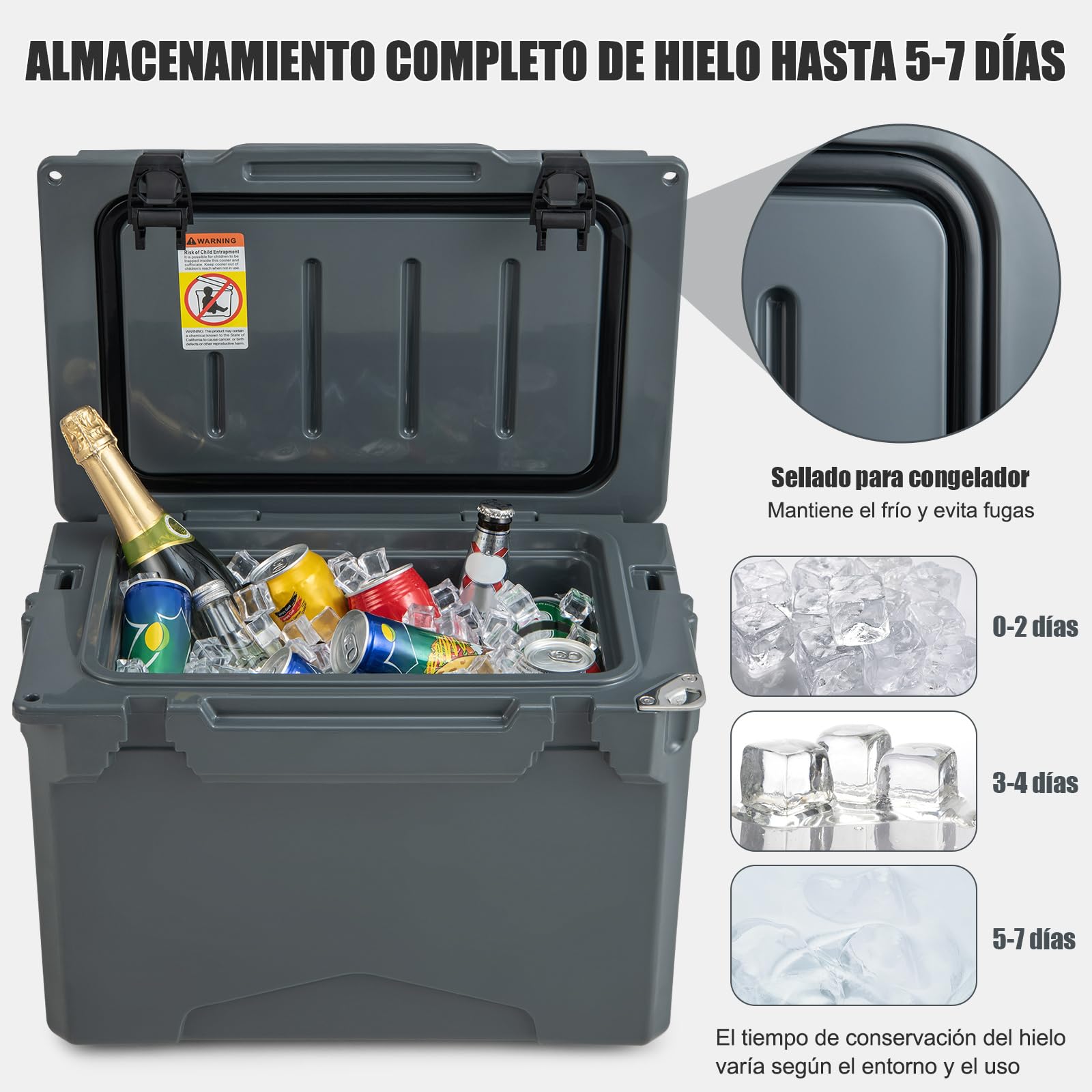 GOPLUS Enfriador Rotomoldeado 21 L, Refrigerador Portátil de Frío de 5 a 7 Días, Portavasos Dobles, Abridor de Botellas, para Acampar, Pesca, Picnic, Barbacoa