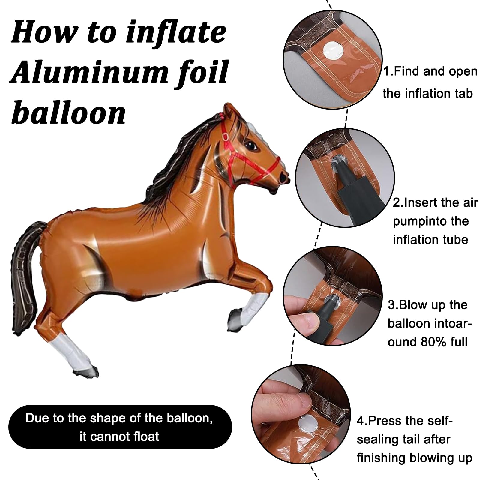 Fesnova Western Pferde Luftballons 12 Stück - Cowgirl Cowboy Mottoparty Deko Für Geburtstag & Junggesellinnenabschied