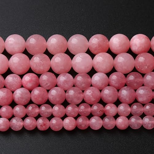 45 cuentas redondas sueltas de calcedonia rosa natural de 0.315 pulgadas para hacer joyas, pulseras y collares, cuentas de piedra curativa de
