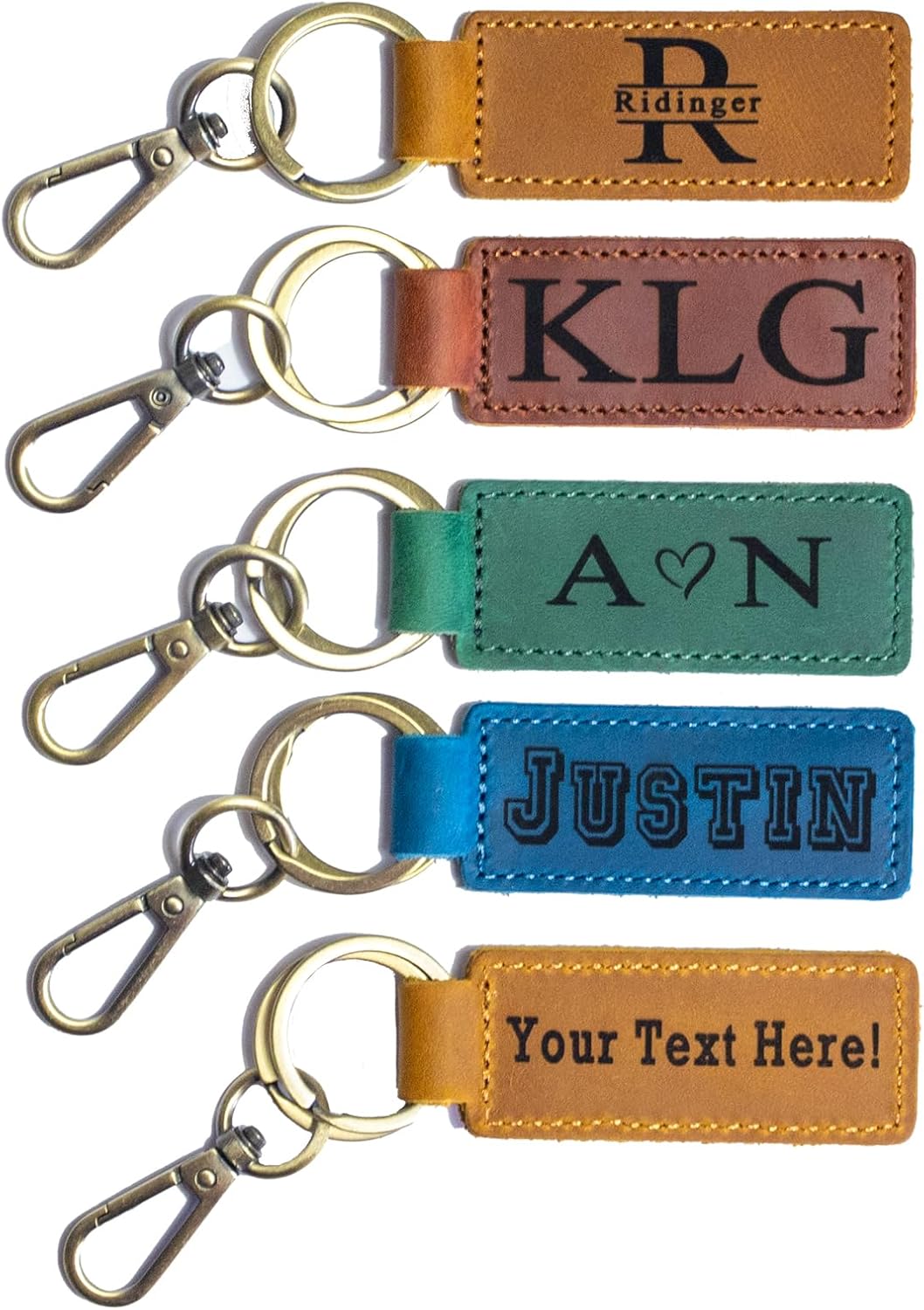 Personalized Leather Keychain Custom Engraved Key Ring Handmade Leather Key Holder Monogram Initials Car Keychain for Men Women Unique Engraved Gift Idea Custom Name Key Ring