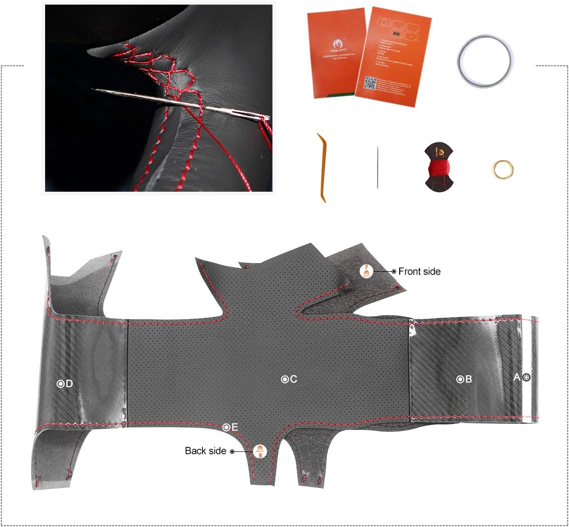 MEWANT Steering Wheel wrap Hand-Stitched PU Carbon Fiber&Artificial Leather Steering Wheel Cover for Honda S2000 Civic Si Acura RSX Type-S Accessories Protector