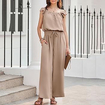Amazon.com: Sinzelimin Jumpsuit for Womens Ruffles Cap