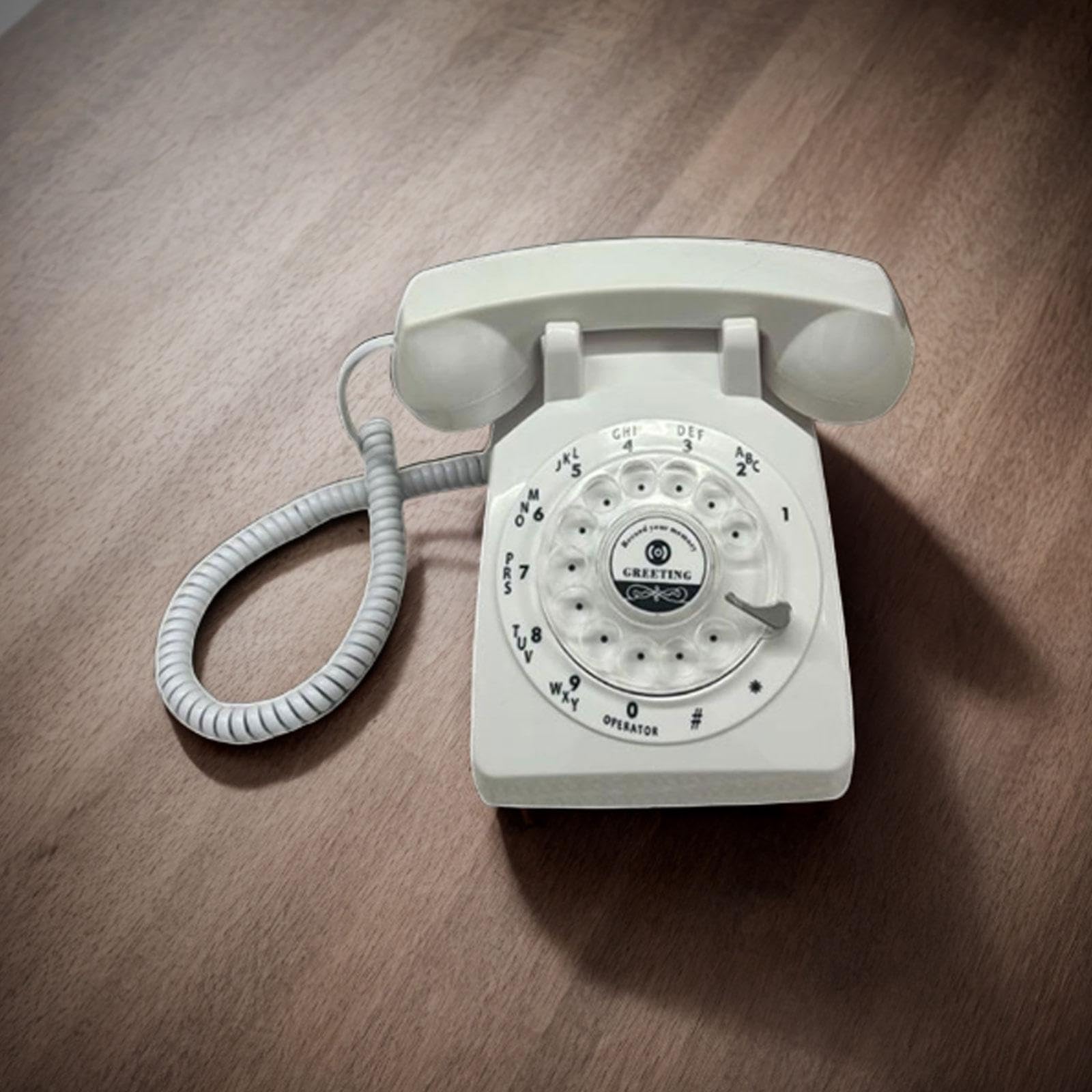 Sharplace Audio-Gästebuch-Telefon, Sprachrekorder-Telefon, klassisches Wählscheiben-Festnetztelefon, Modell mit Aufnahmetelefon für Brautpartys und Hochzeiten, Weiß