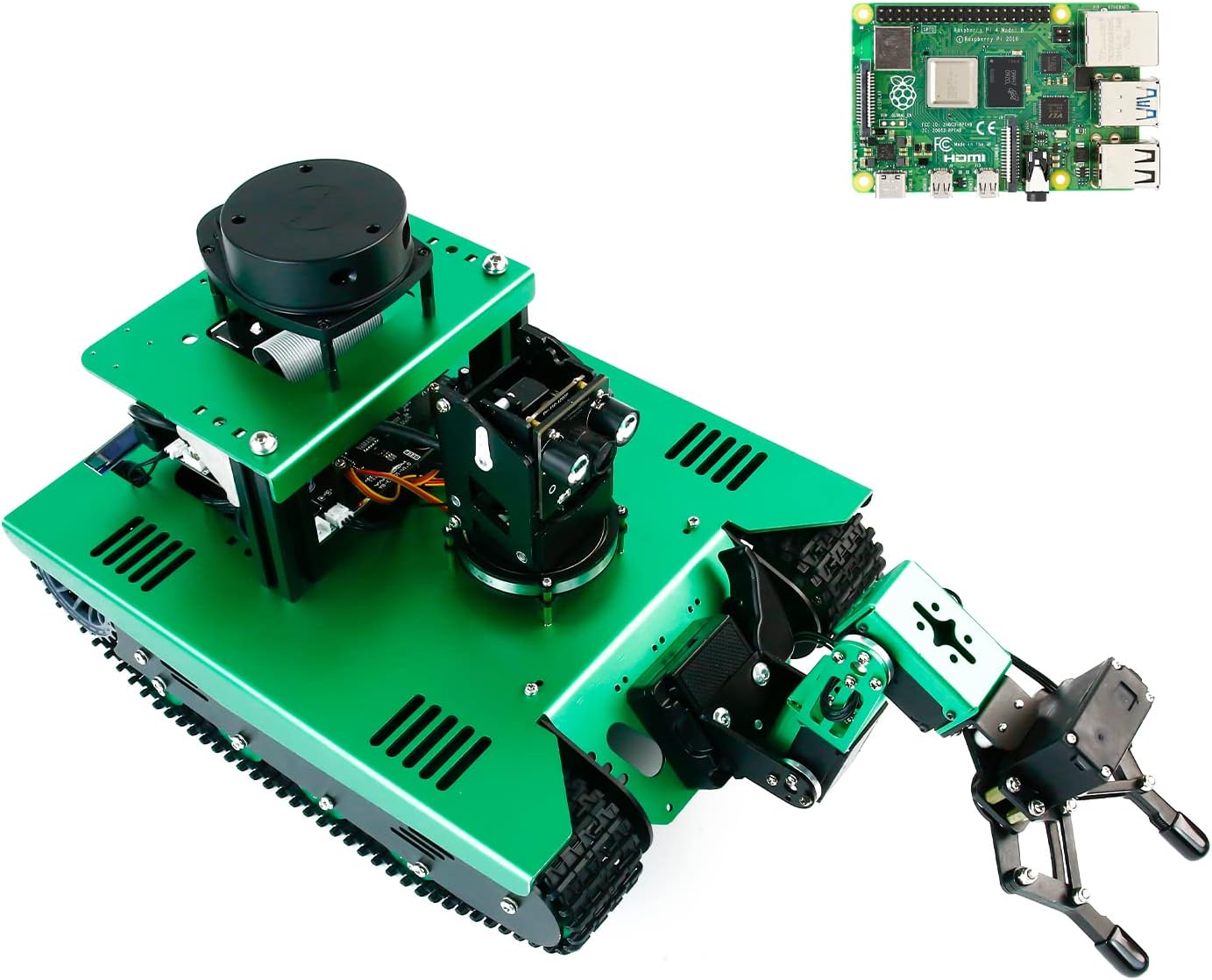 Yahboom Raspberry Pi 4B AI Robot ROS Tank Kit Transbot with Depth Camera 3D Scanner ROS Robotics Coding 2D 3D Mapping Navigation Electronics Building Kit for Adult (Transbot with Pi 4B-8G Ver.II)