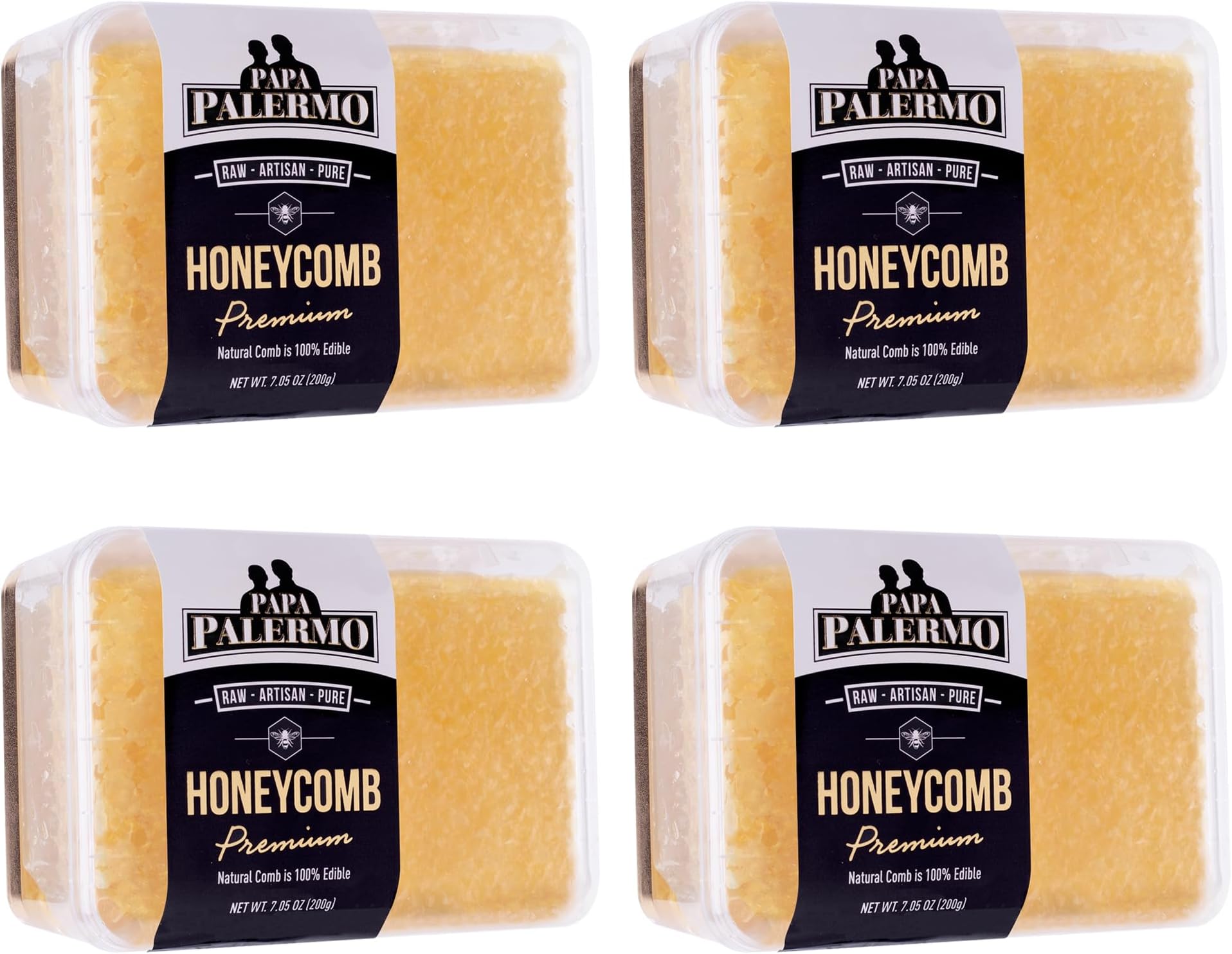 Papa Palermo Honeycomb 100% Edible, All-Natural, Gourmet Raw Honeycomb, No Additives, No Preservatives - 4-Pack x 7 oz (Total 28oz)